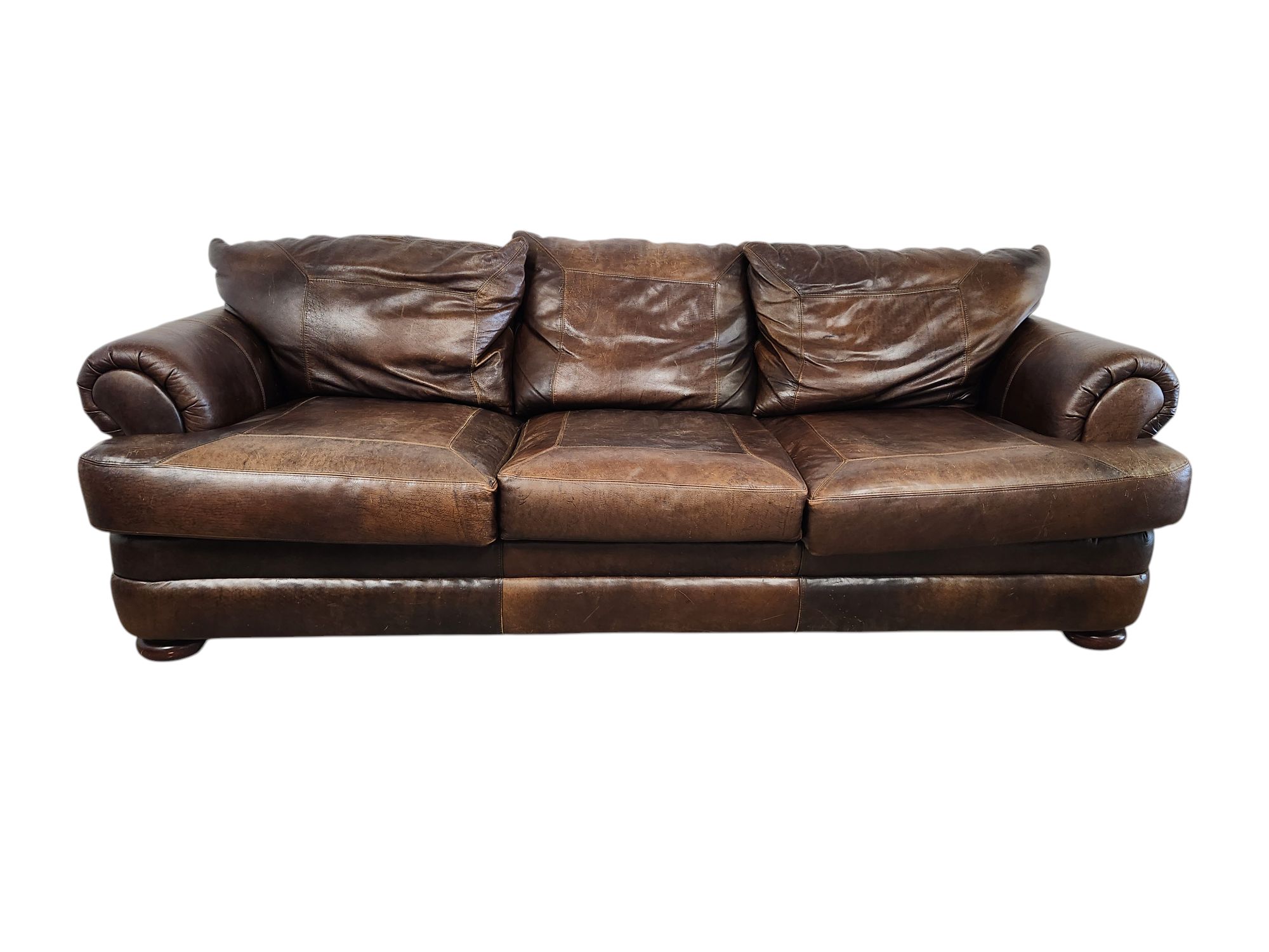 Brown Genuine Leather Couch