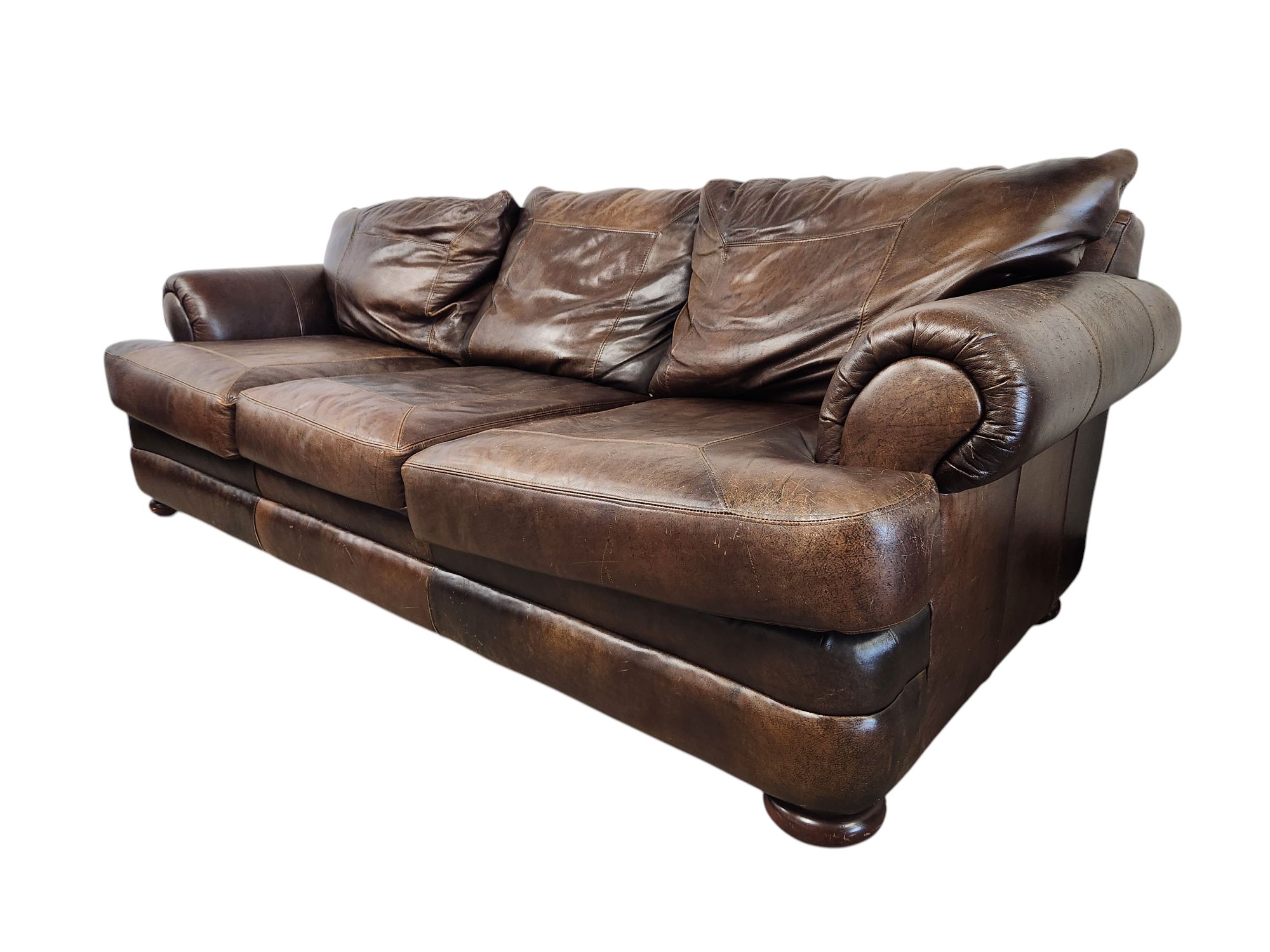 Brown Genuine Leather Couch - Image 4