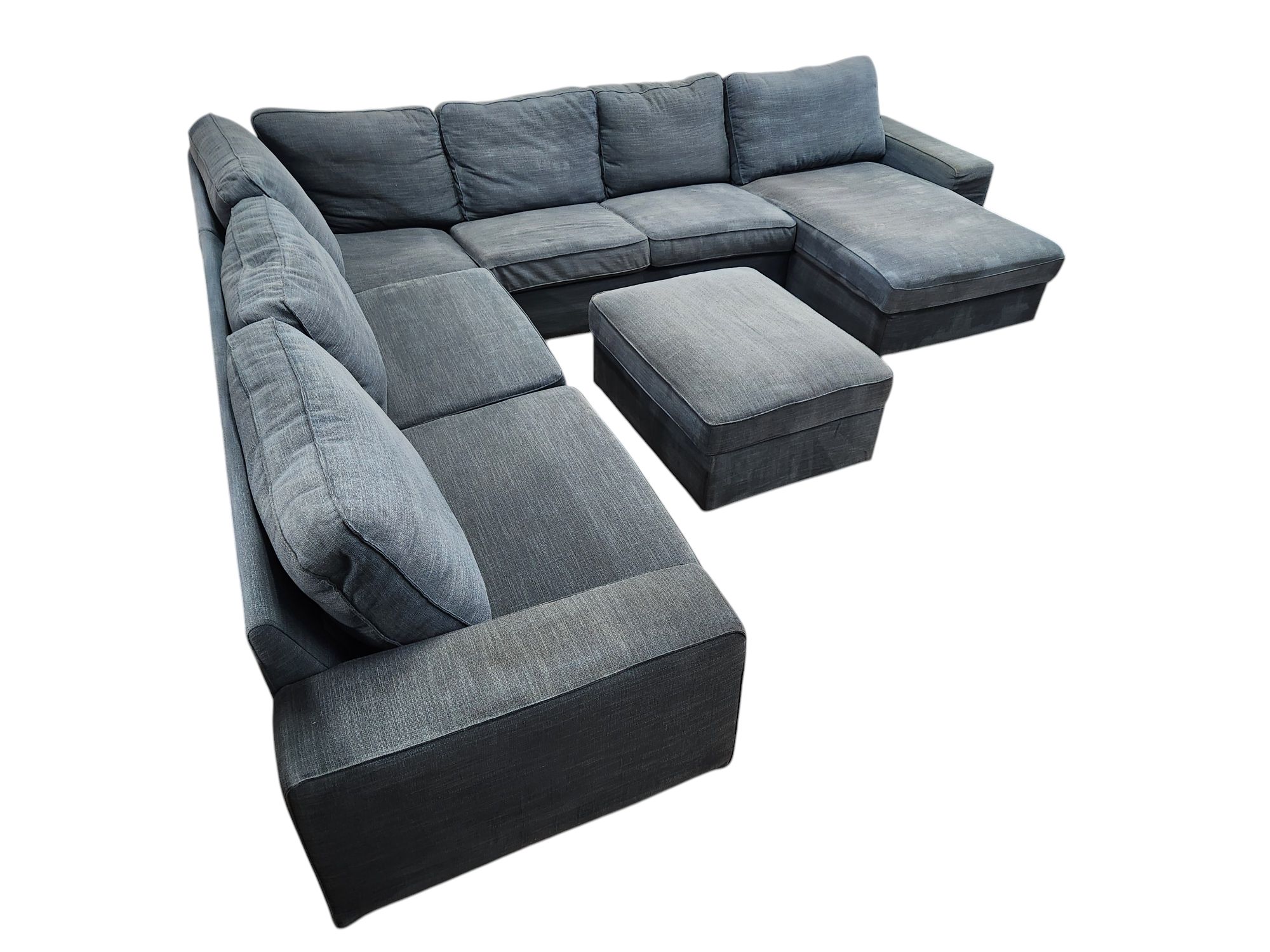 Navy Blue Sectional with Ottoman - Image 3