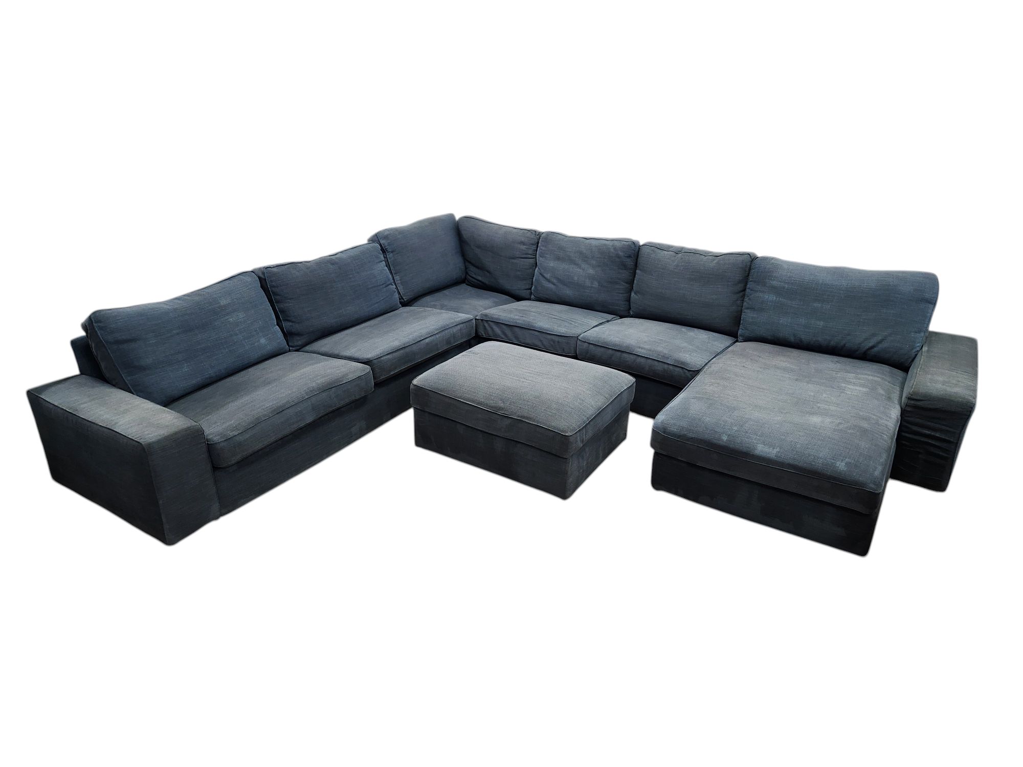 Navy Blue Sectional with Ottoman