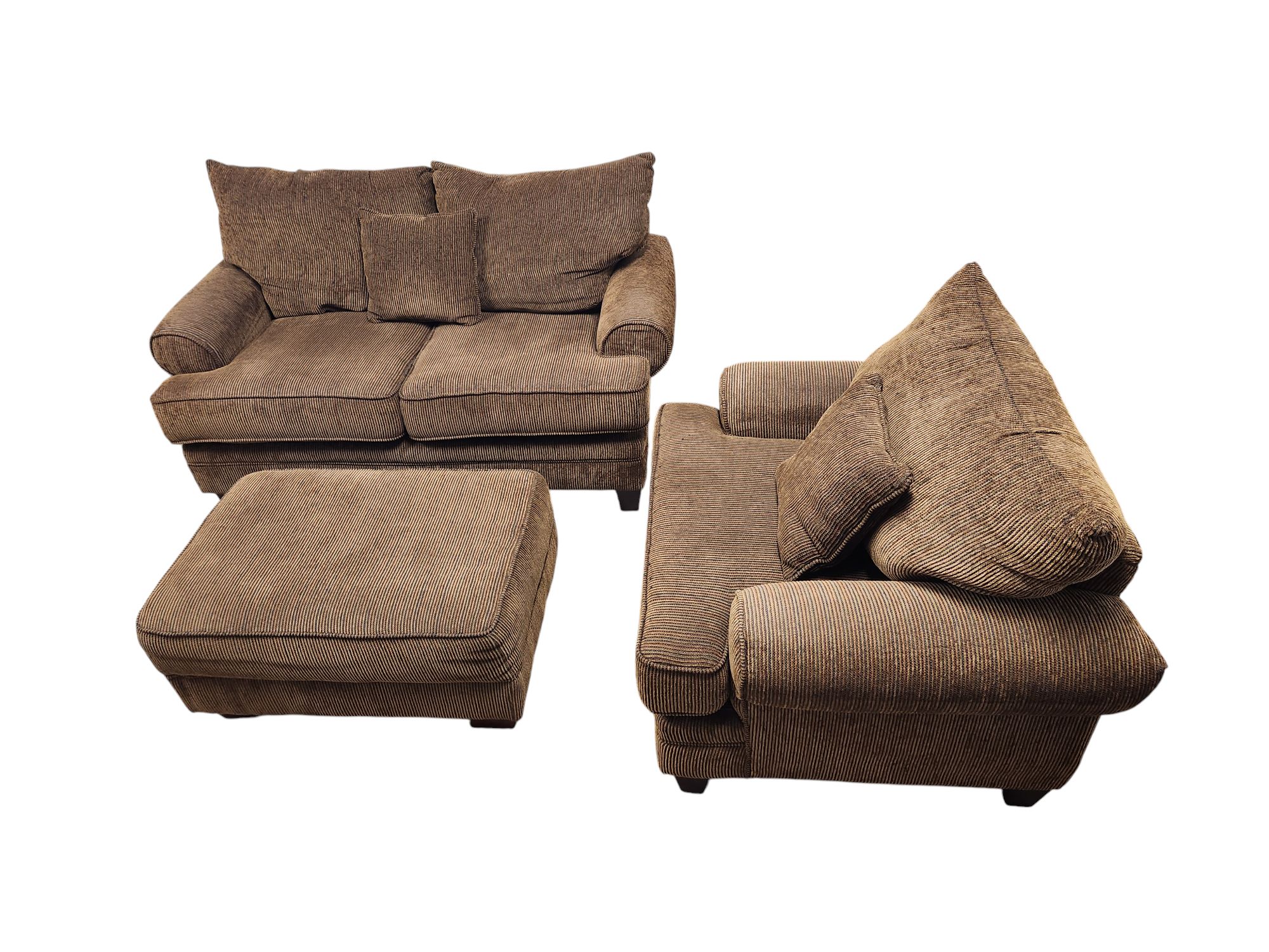 Brown Couch Set with Ottoman - Image 4