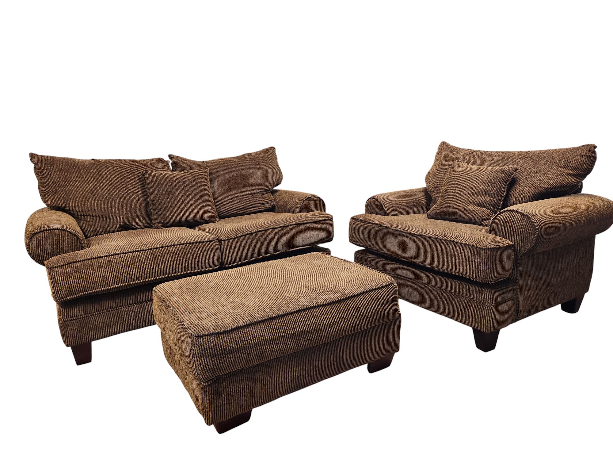 Brown Couch Set with Ottoman