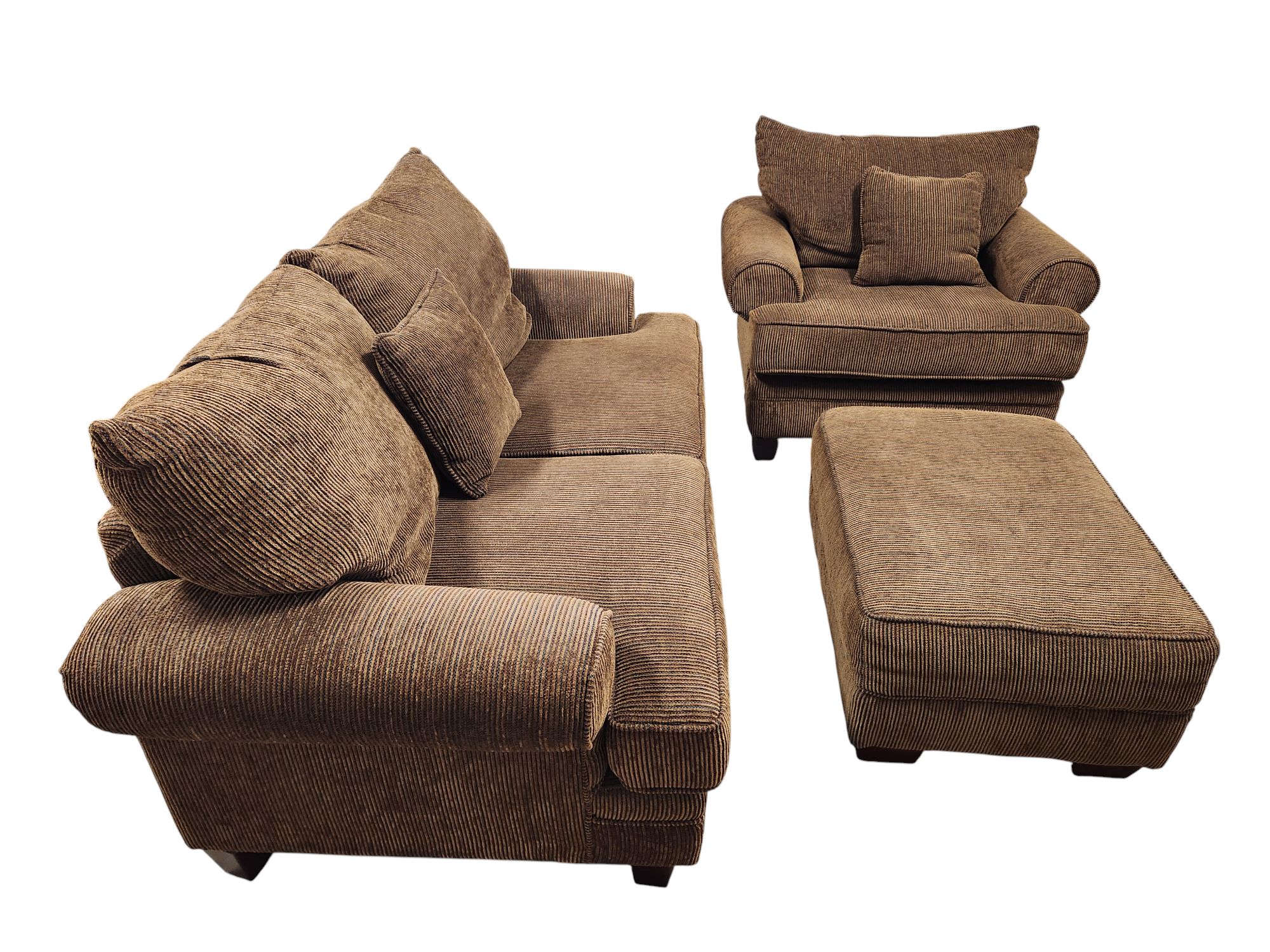 Brown Couch Set with Ottoman - Image 3