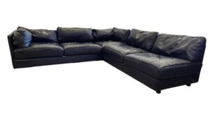 Black Leather Armless L-Sectional