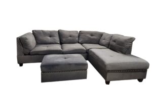 Dark Gray Sectional with Chaise & Ottoman