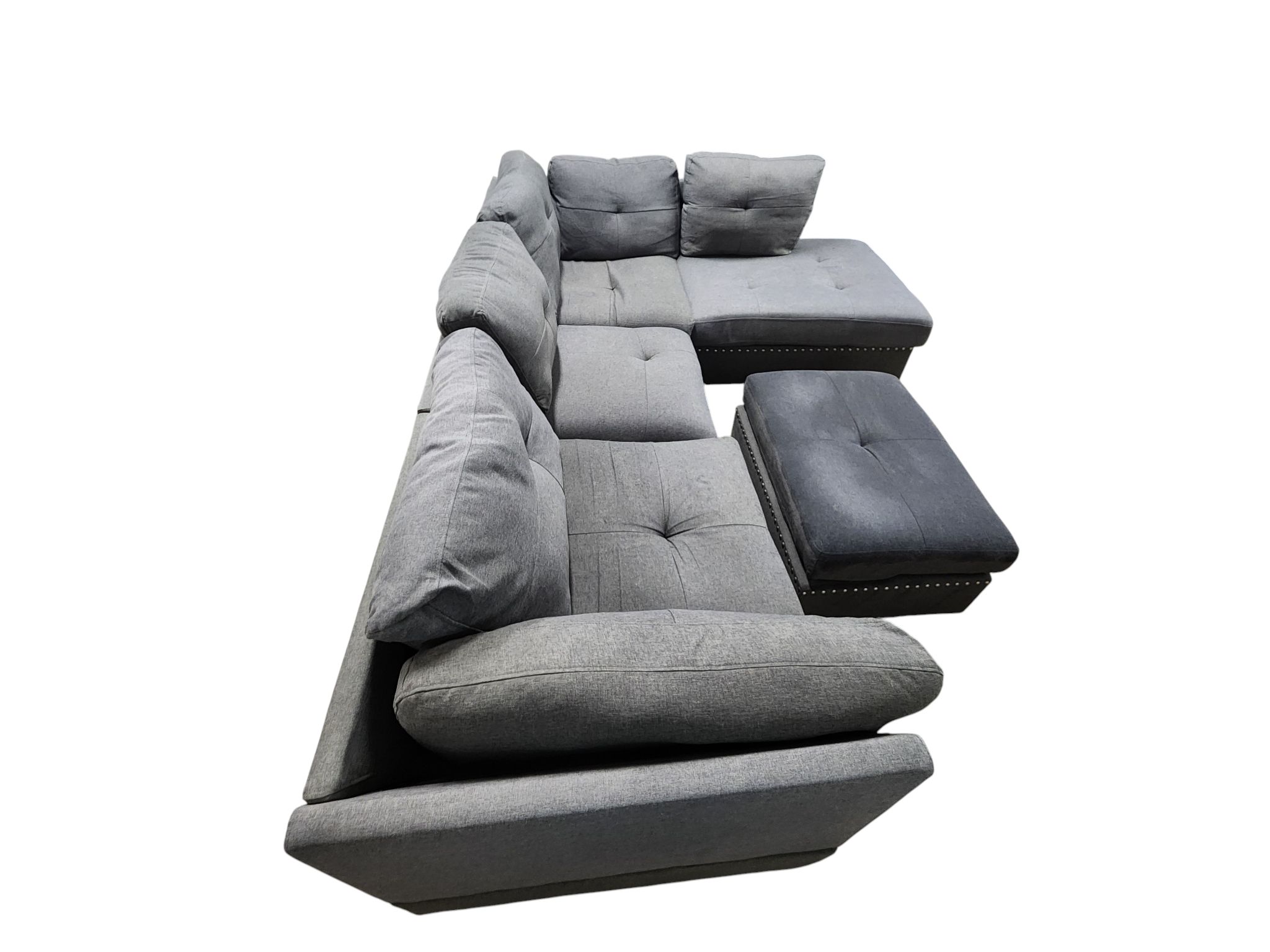 Dark Gray Sectional with Chaise & Ottoman - Image 4