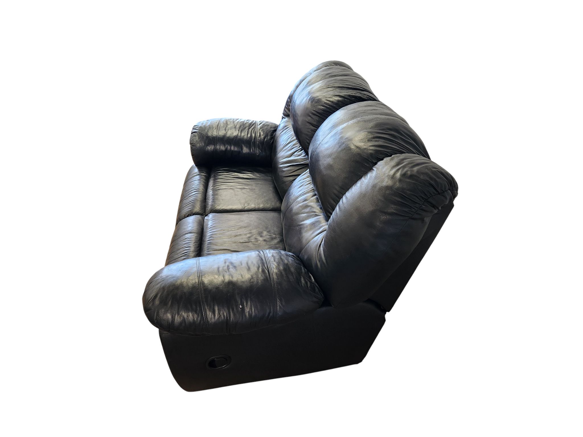 Black Leather Reclining Loveseat - Image 3