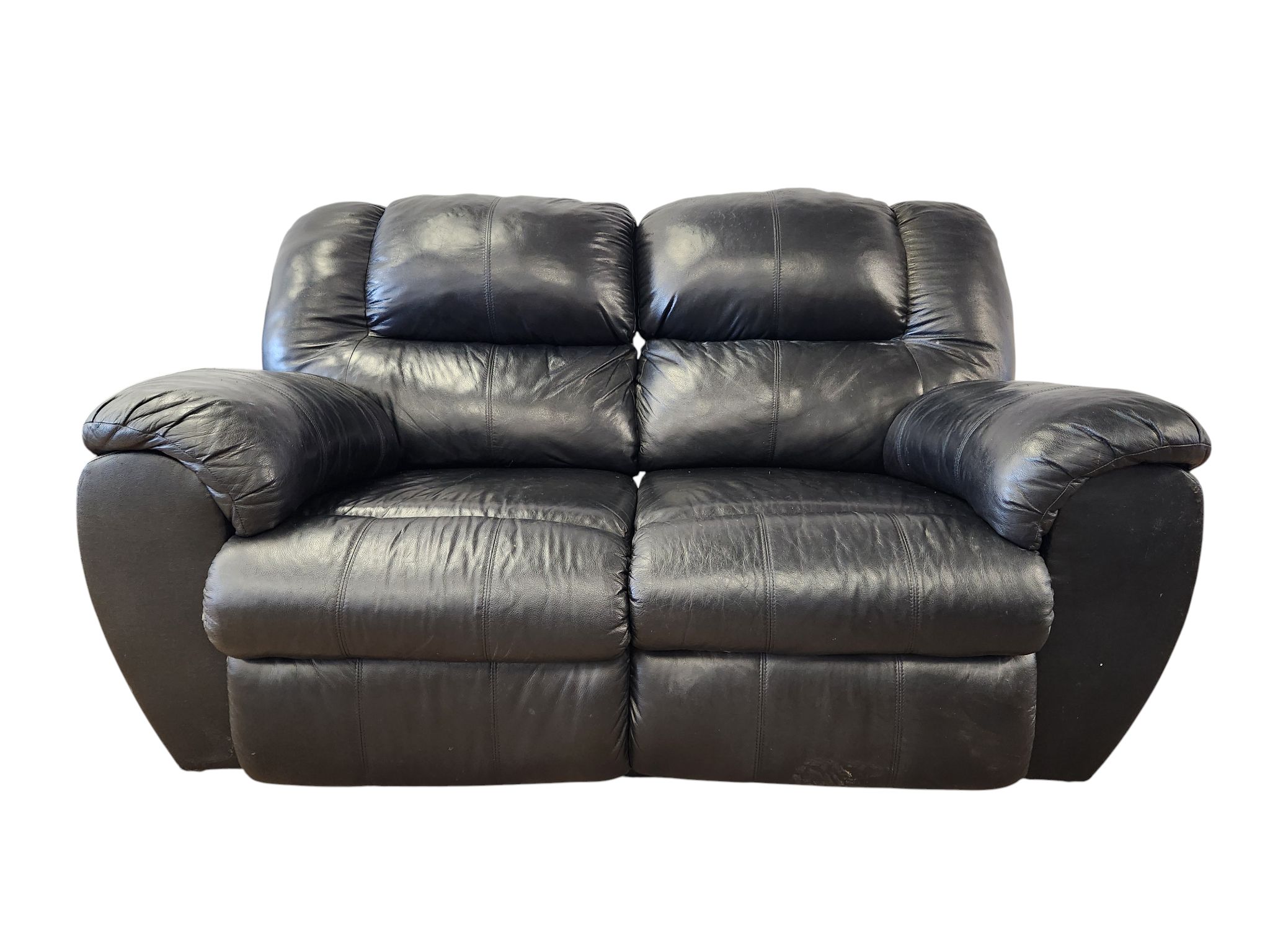 Black Leather Reclining Loveseat