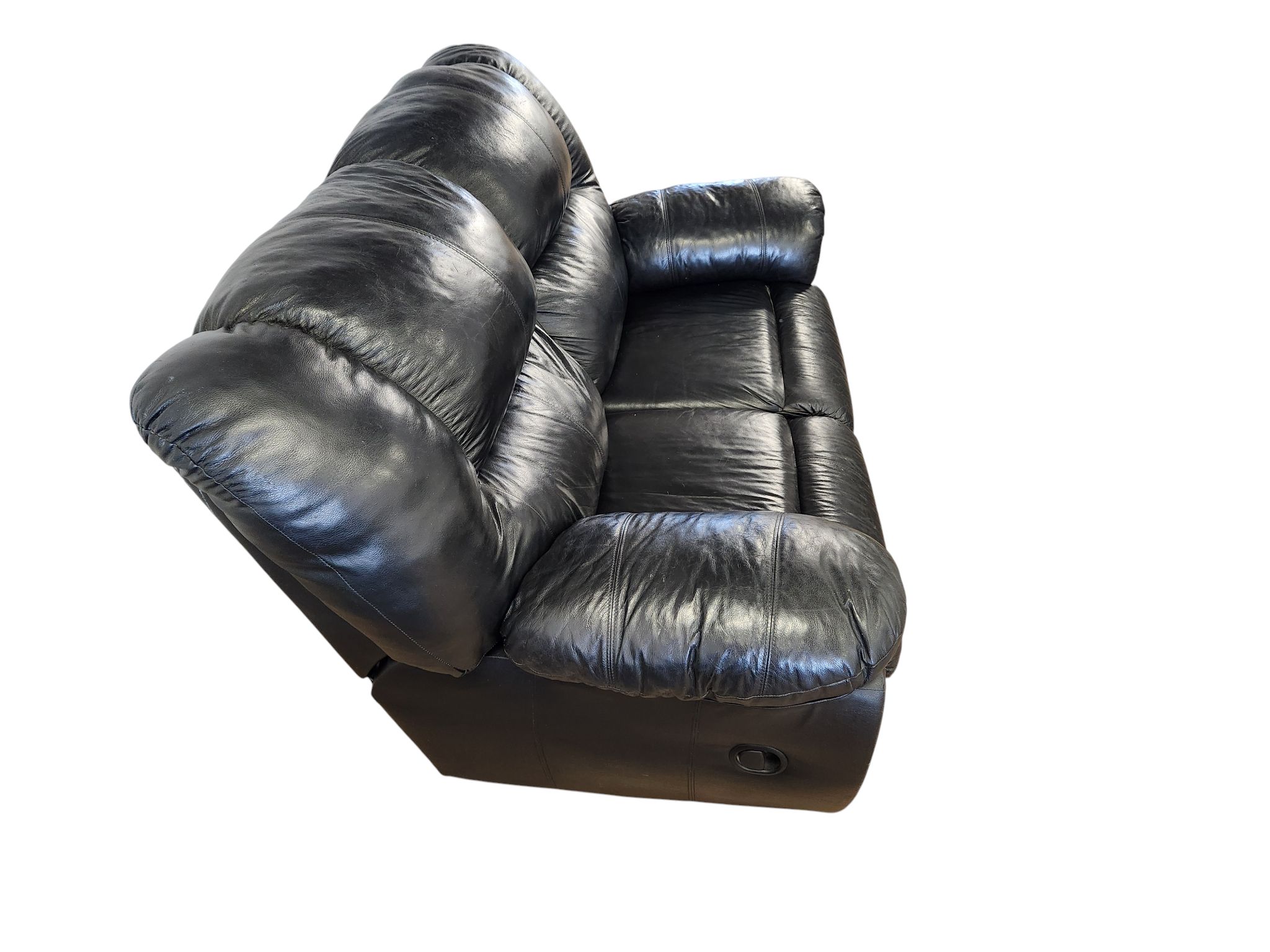 Black Leather Reclining Loveseat - Image 2