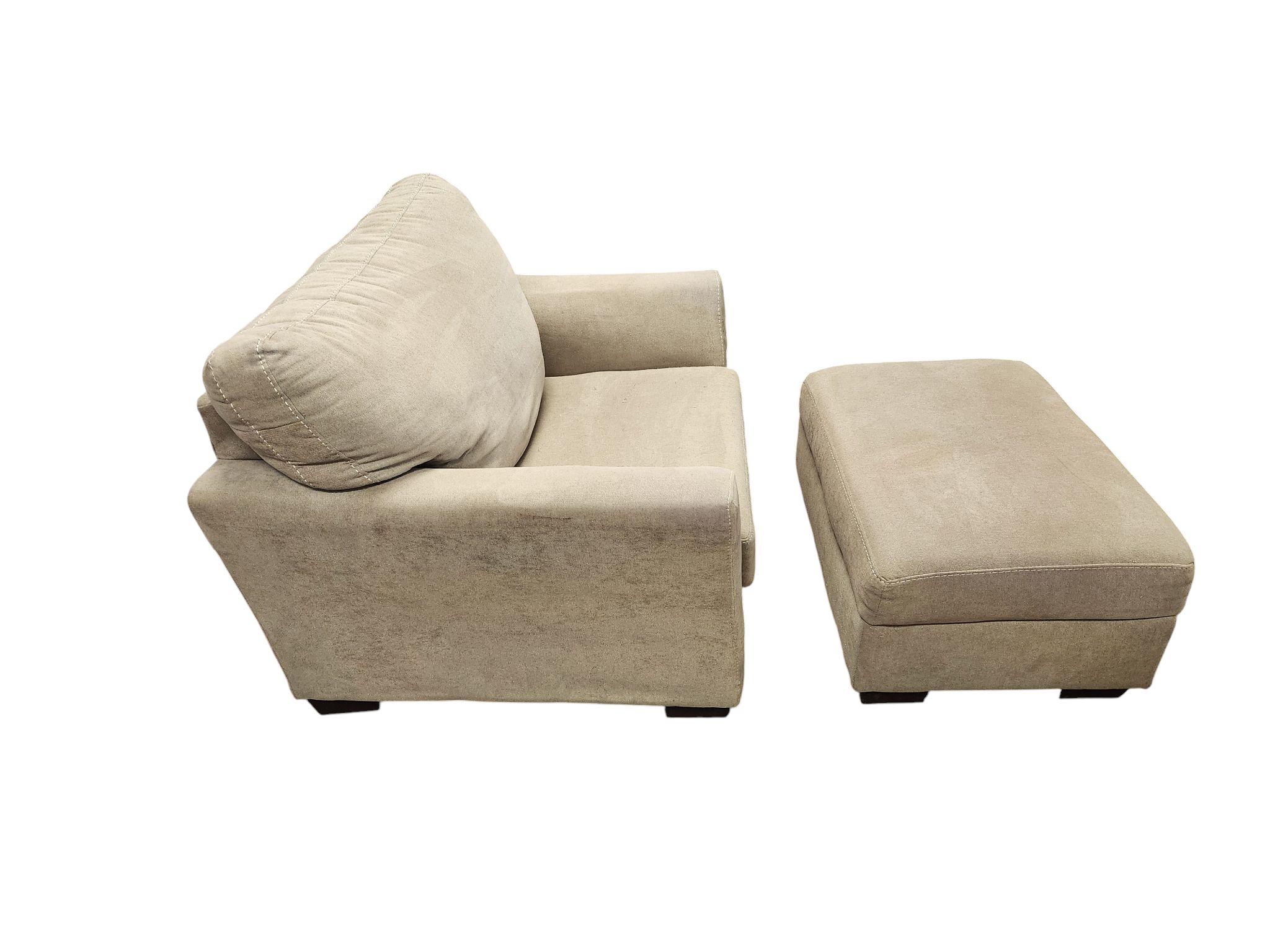 Beige Chair with ottoman - Image 3