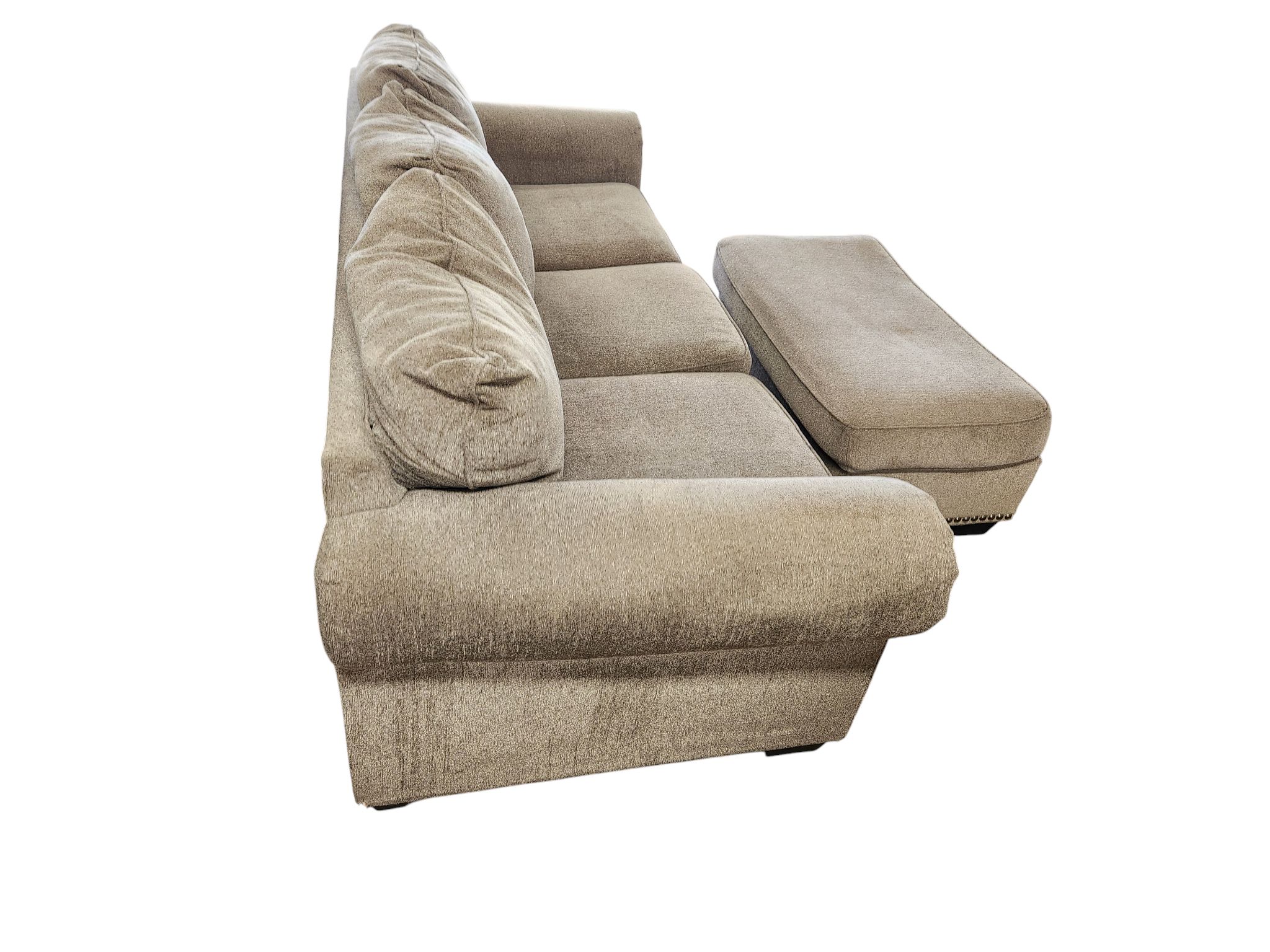 Gray Fabric Sofa with Ottoman - Image 3