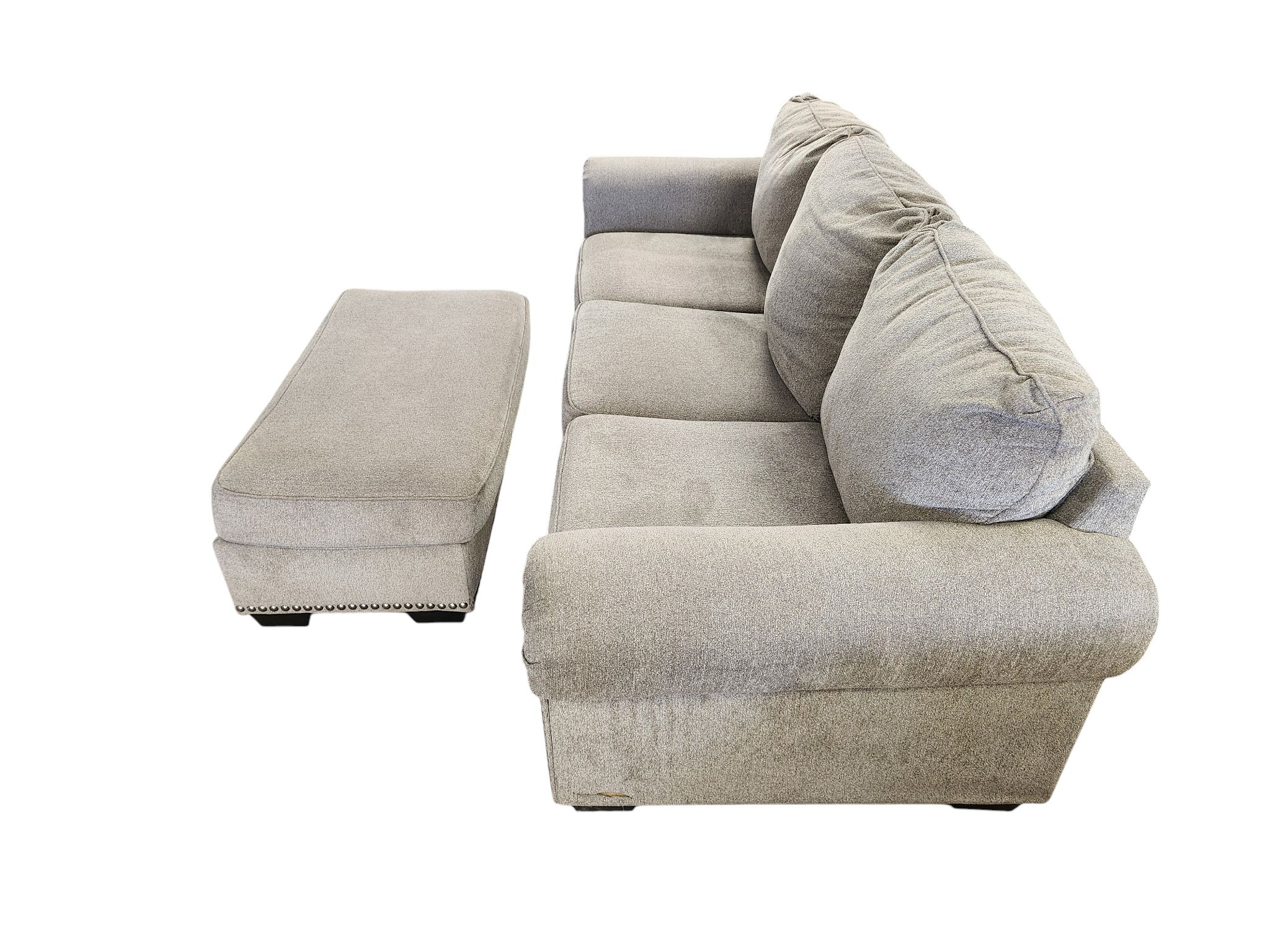 Gray Fabric Sofa with Ottoman - Image 4