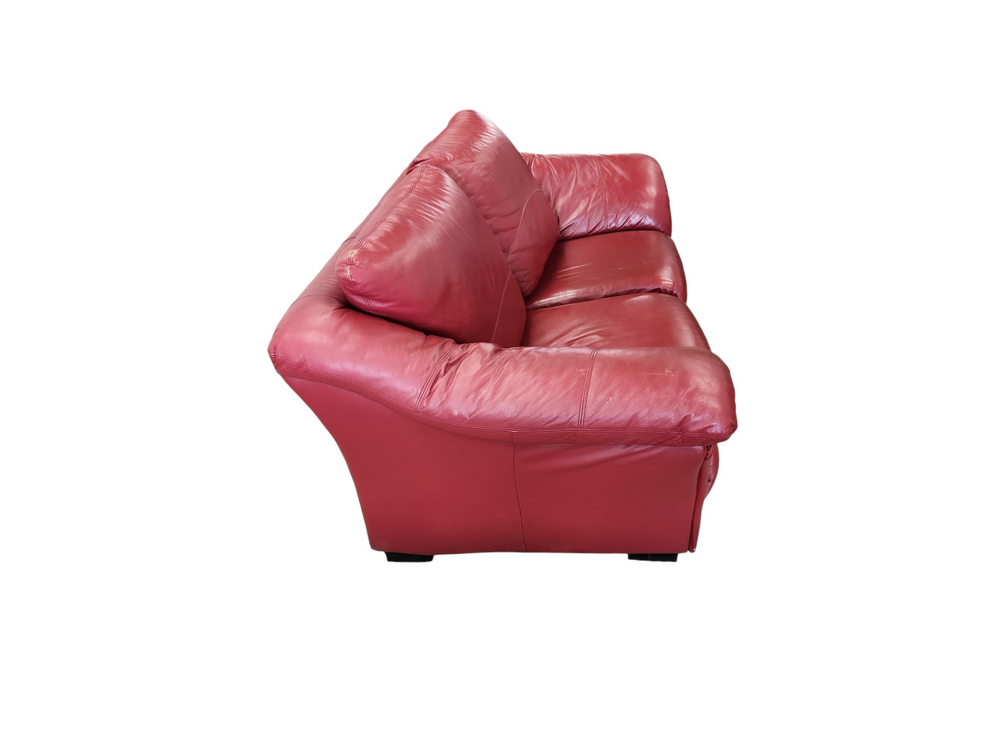 Red Leather Loveseat - Image 3