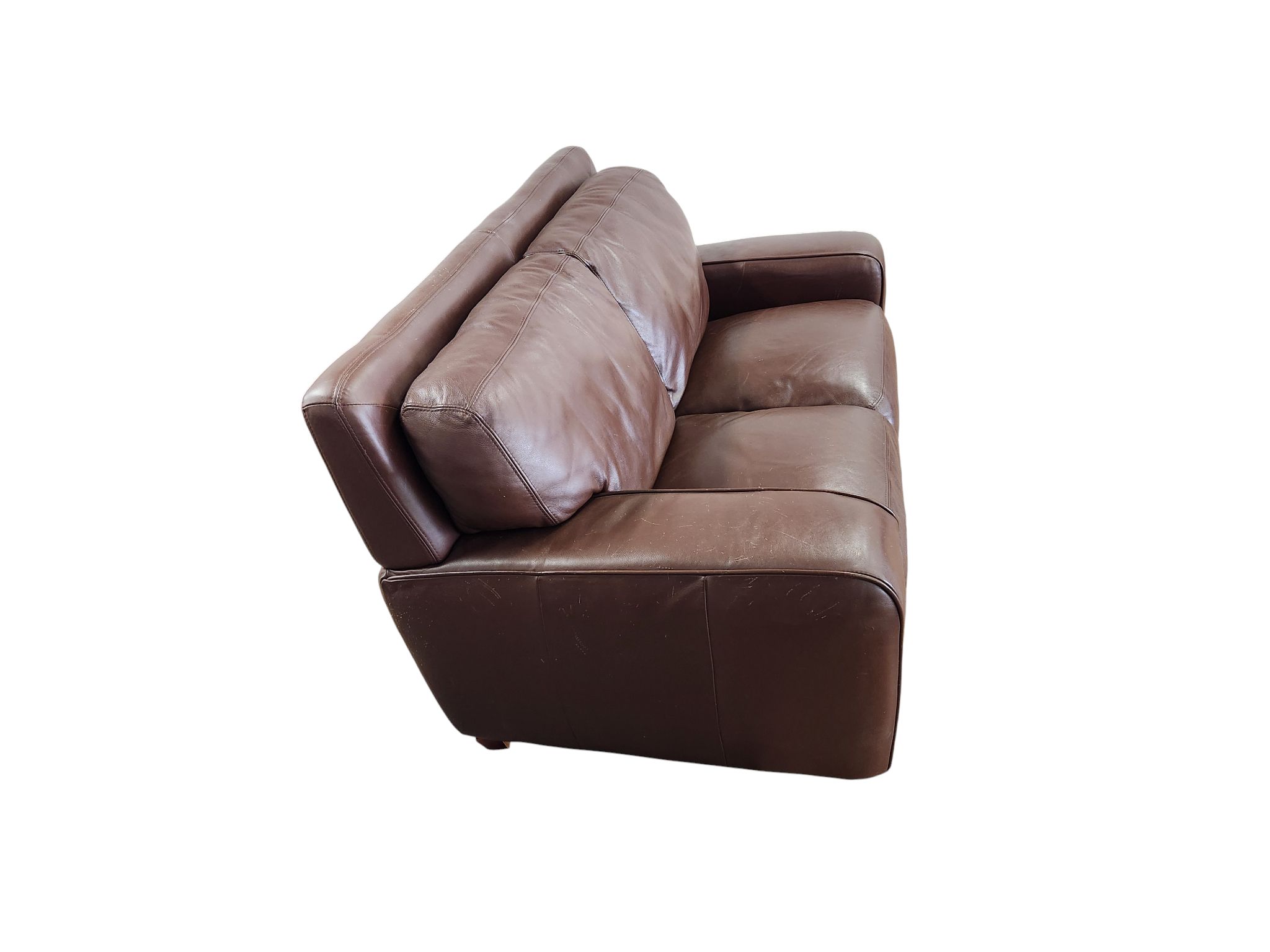 Brown Leather Loveseat - Image 3