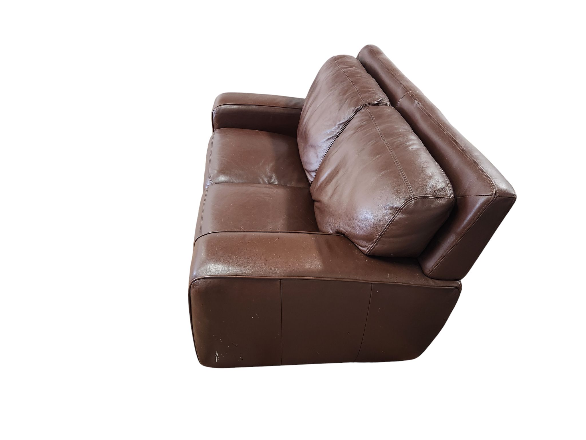 Brown Leather Loveseat - Image 4
