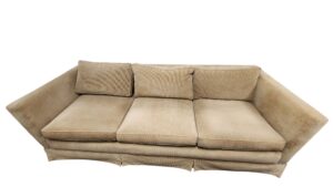Skirted Beige Sofa with Corduroy Fabric