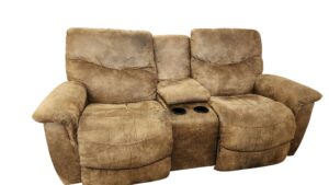 Brown Electric Loveseat with Console