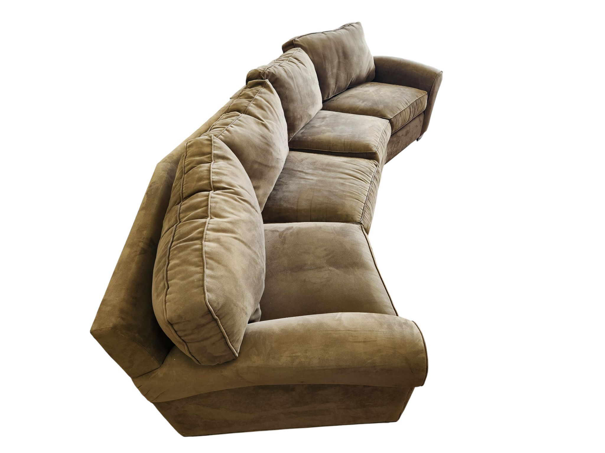 Olive Green Curved L-Shaped Sectional - Image 3