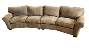 Olive Green Curved L-Shaped Sectional