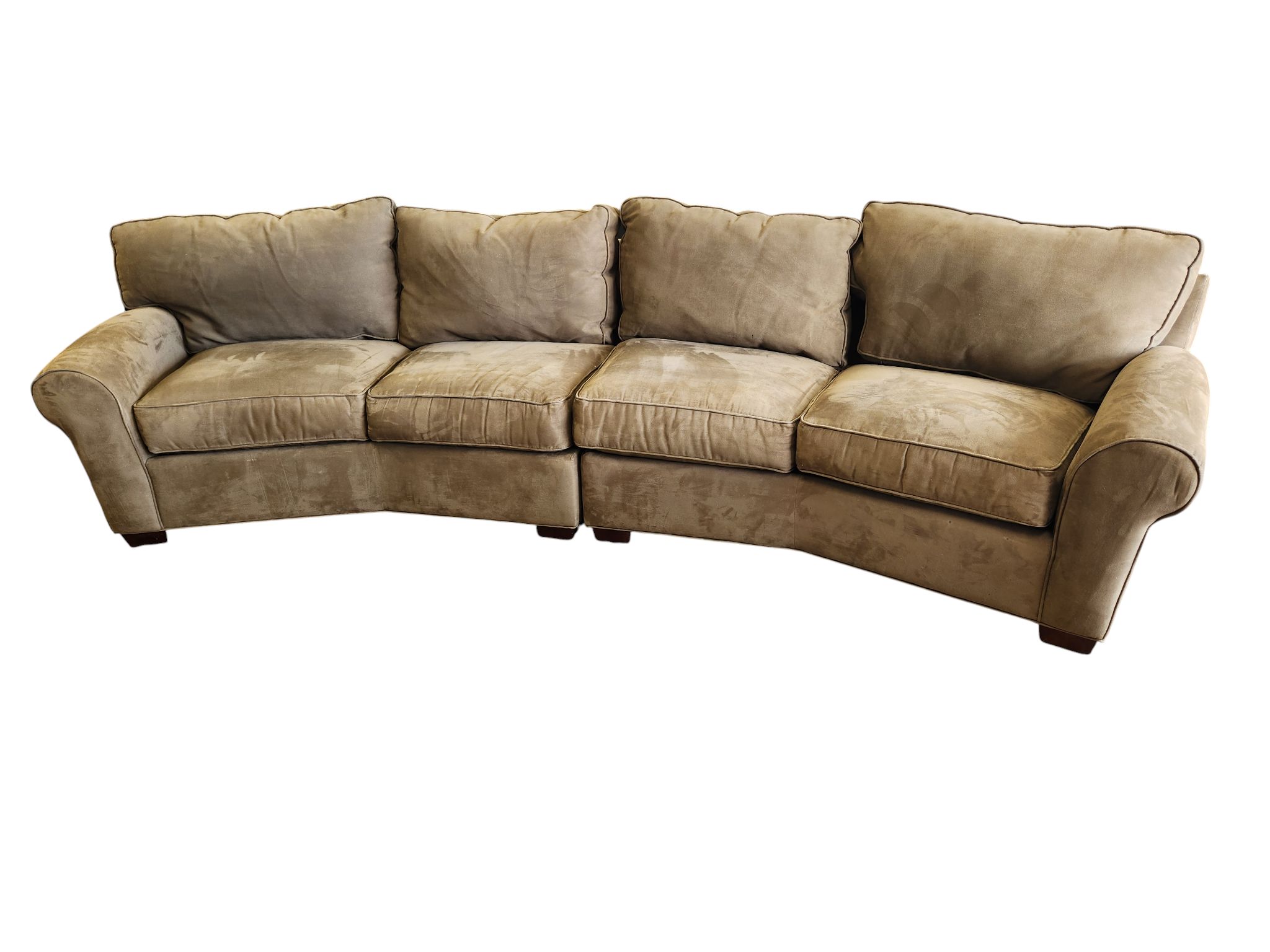 Olive Green Curved L-Shaped Sectional