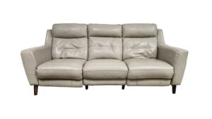 Taupe Leather Power Recliner Couch
