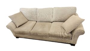 Beige 3-Seat Sofa with Rolled Arms