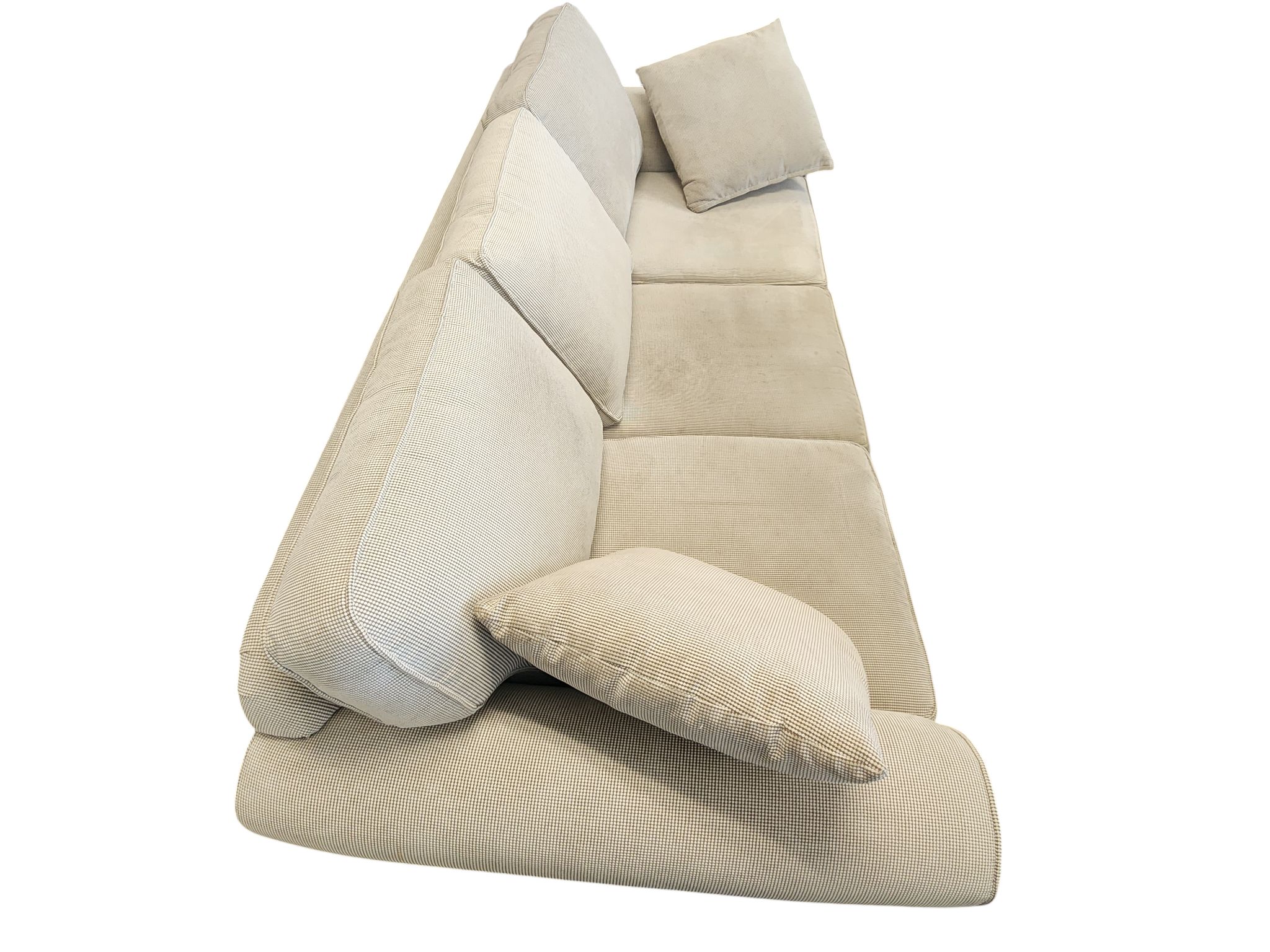 Beige 3-Seat Sofa with Rolled Arms - Image 3