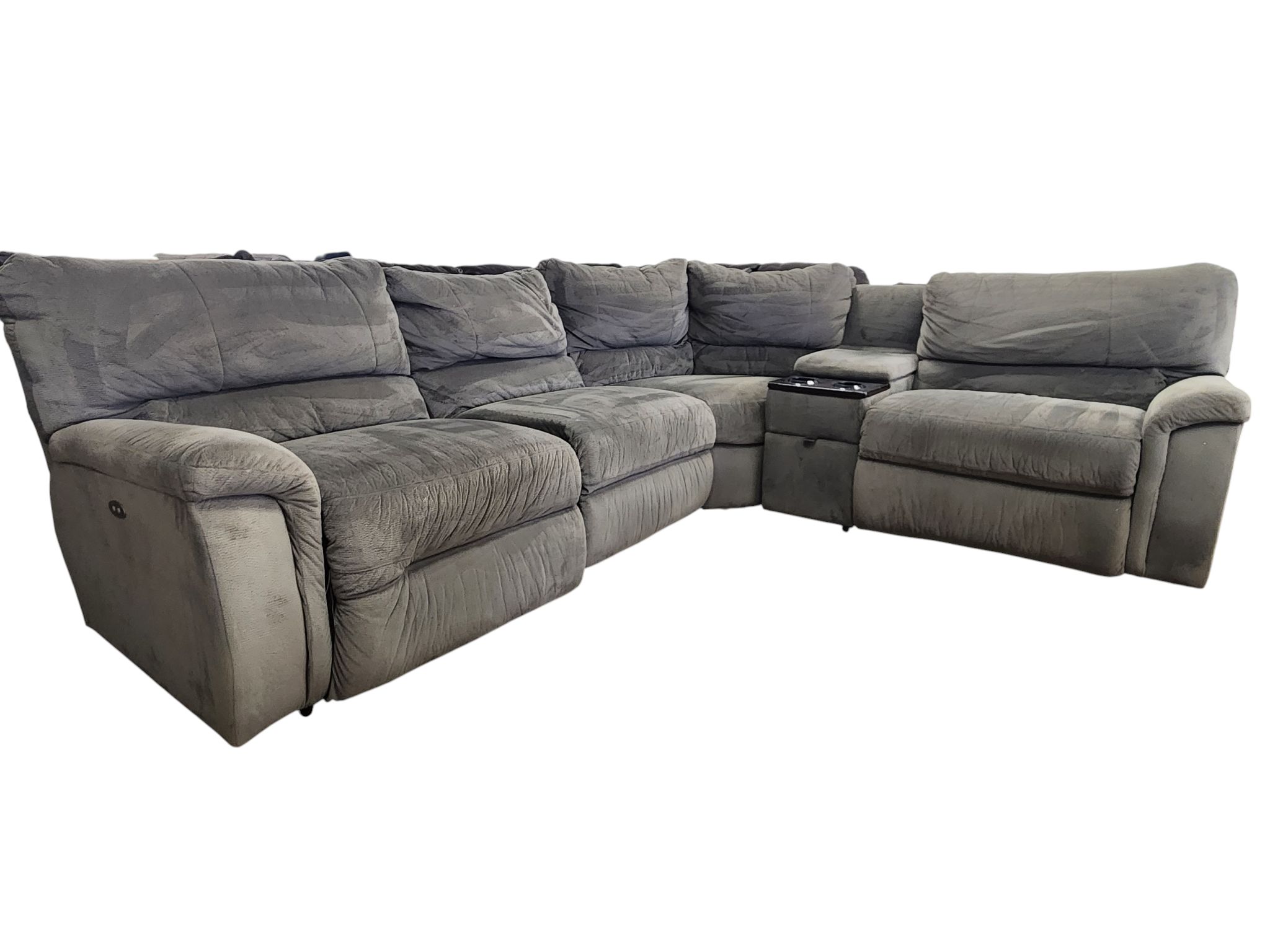 Gray Recliner Sectional with Powered Console