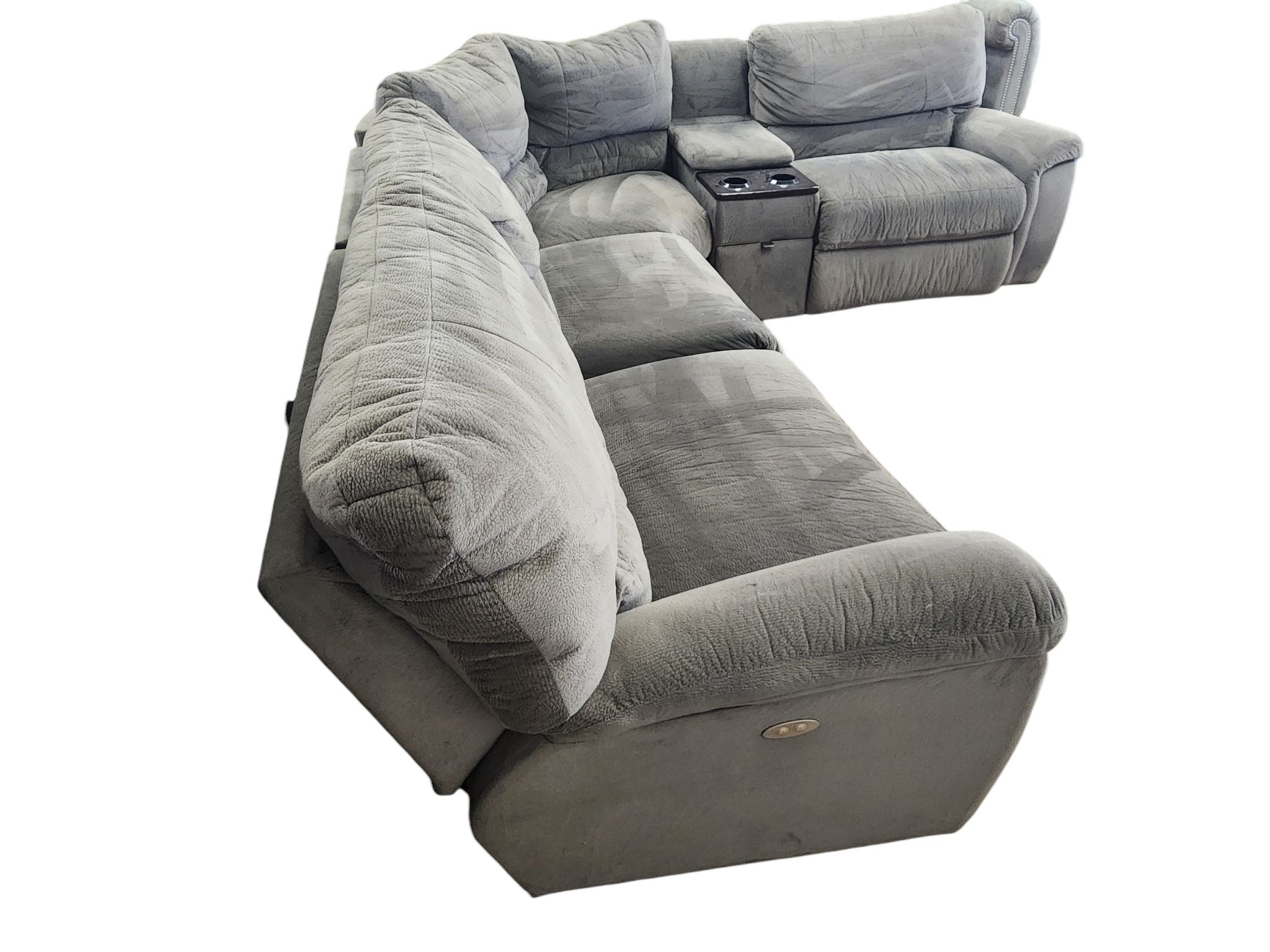 Gray Recliner Sectional with Powered Console - Image 3