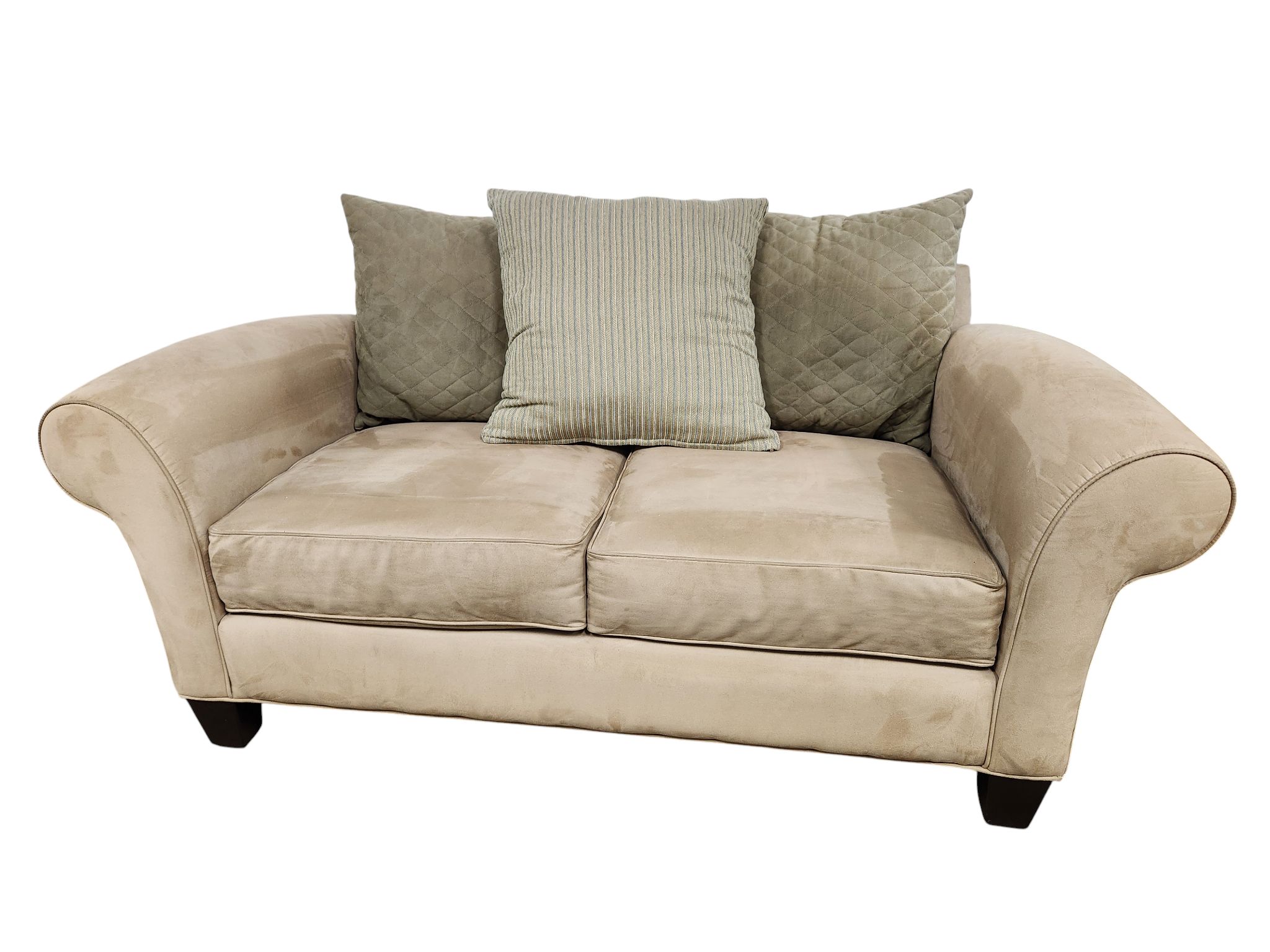 Tan Loveseat with Large Armrest