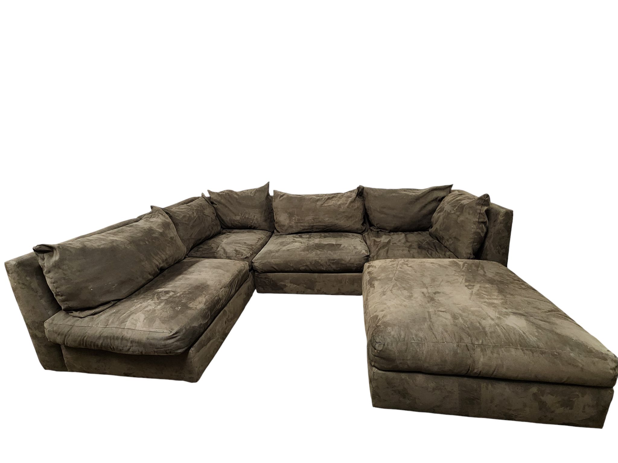 Dark Green Modular Sectional with Ottoman