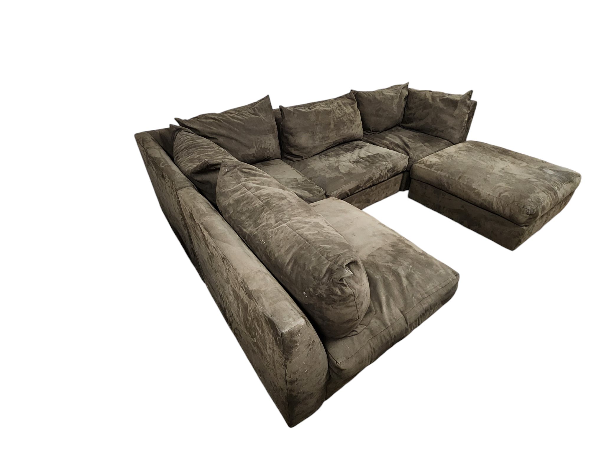 Dark Green Modular Sectional with Ottoman - Image 3