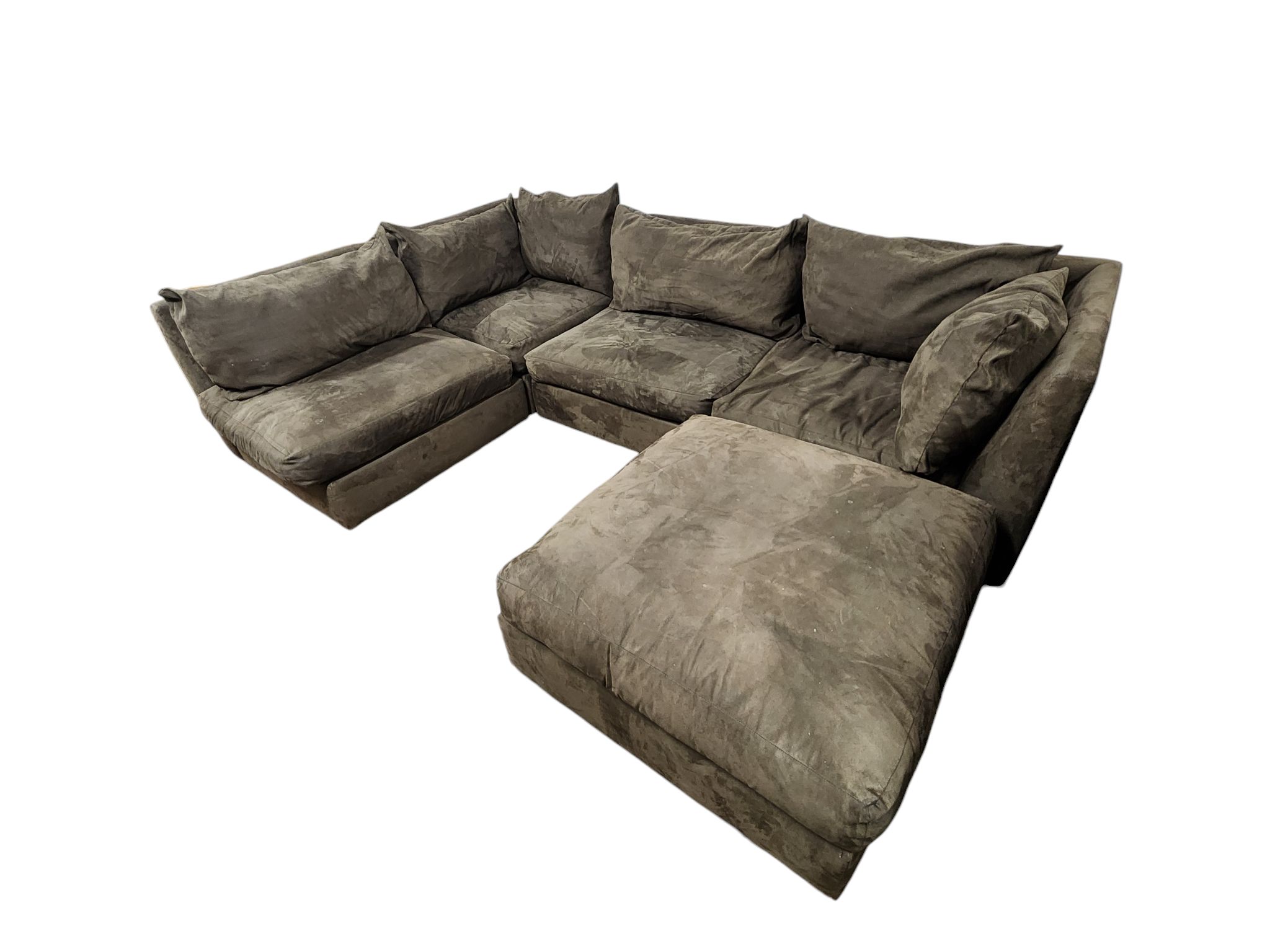 Dark Green Modular Sectional with Ottoman - Image 4
