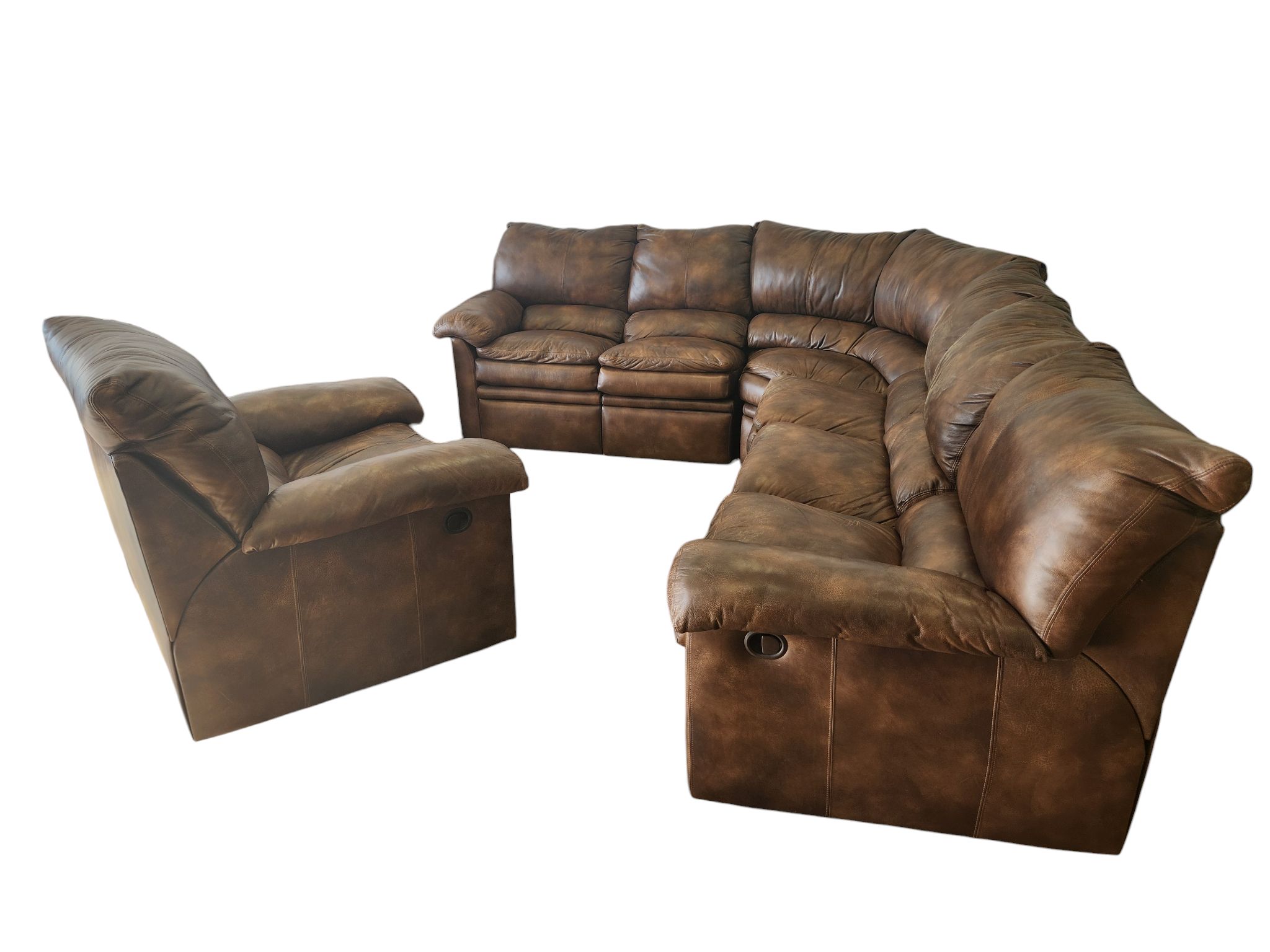 Leather Recliner Sectional with Chair - Image 5