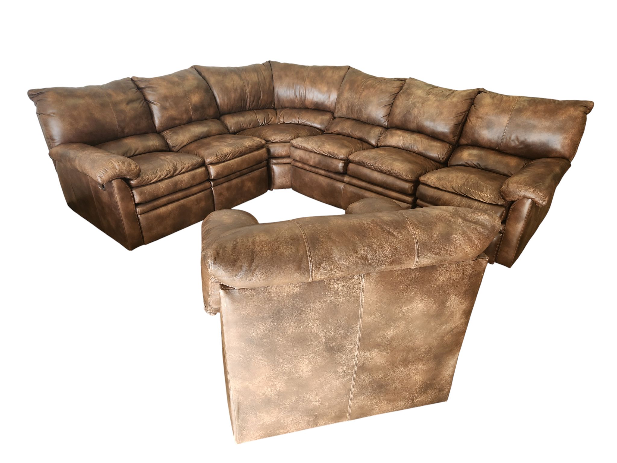 Leather Recliner Sectional with Chair - Image 4