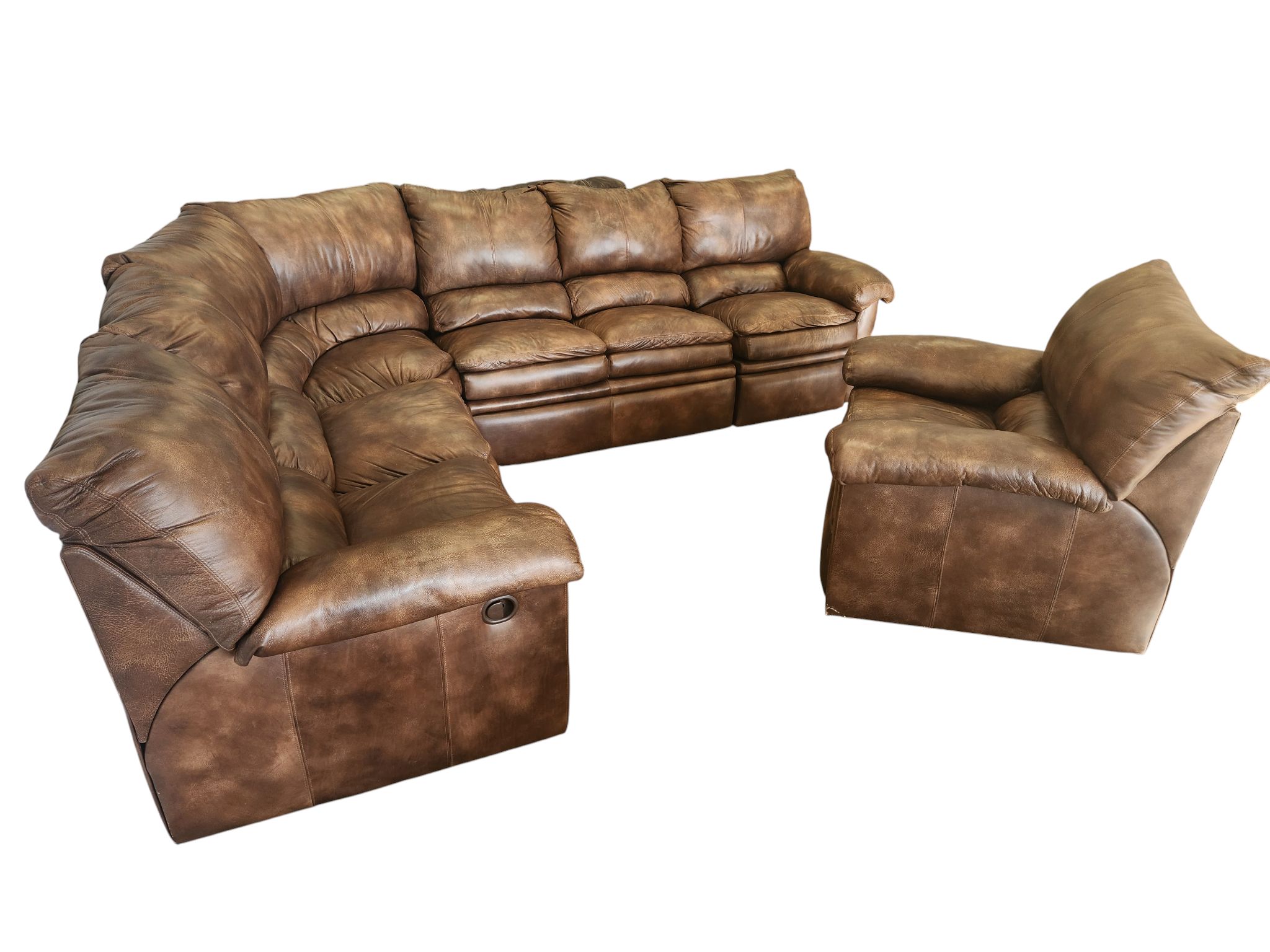 Leather Recliner Sectional with Chair