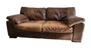 Brown Oversized Leather Loveseat