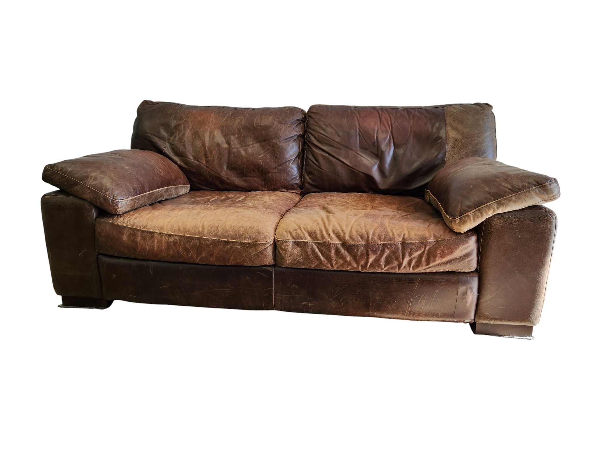 Brown Oversized Leather Loveseat