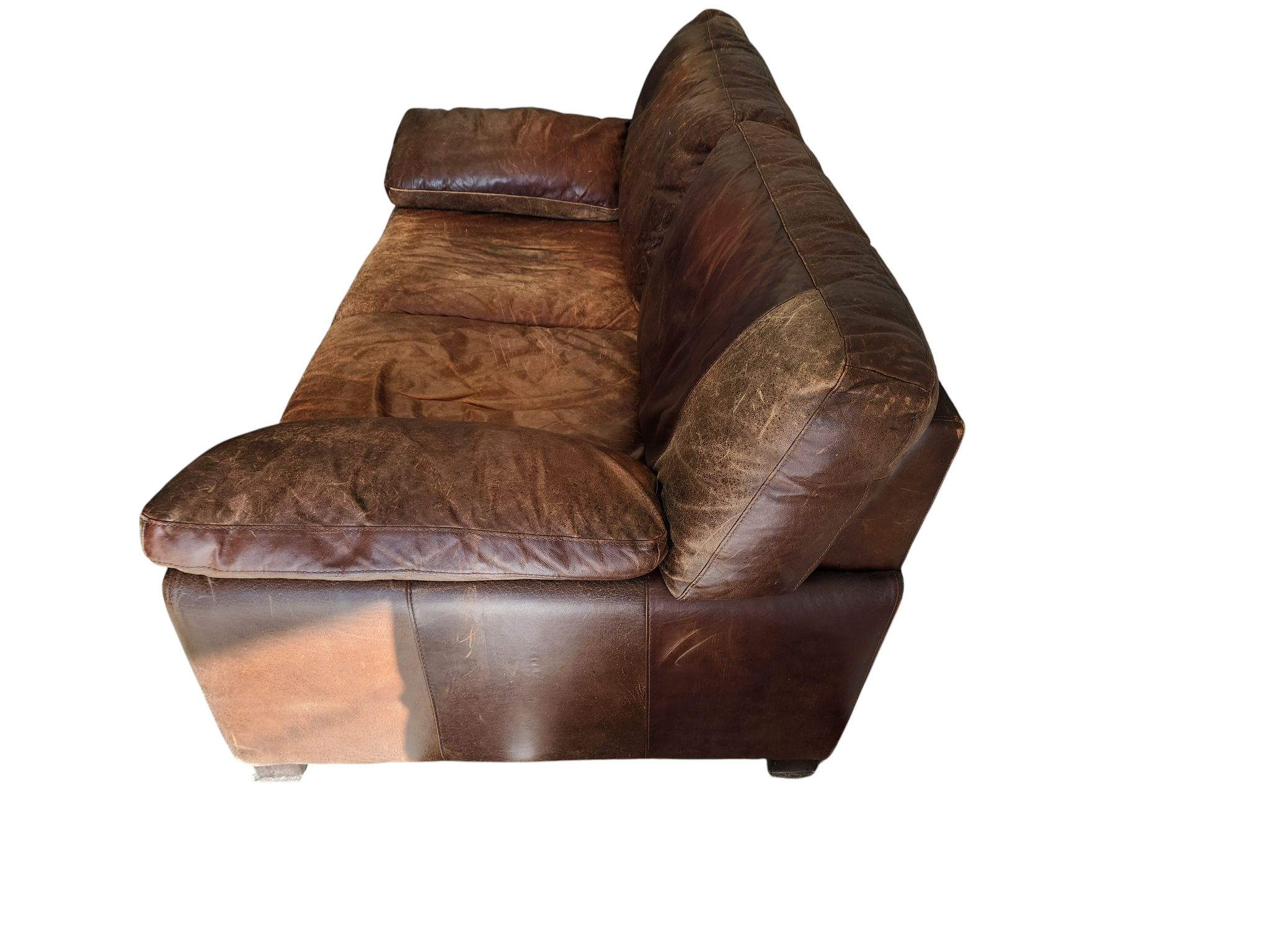 Brown Oversized Leather Loveseat - Image 4