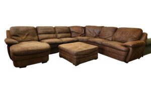 Brown U-Shaped Sectional with Ottoman