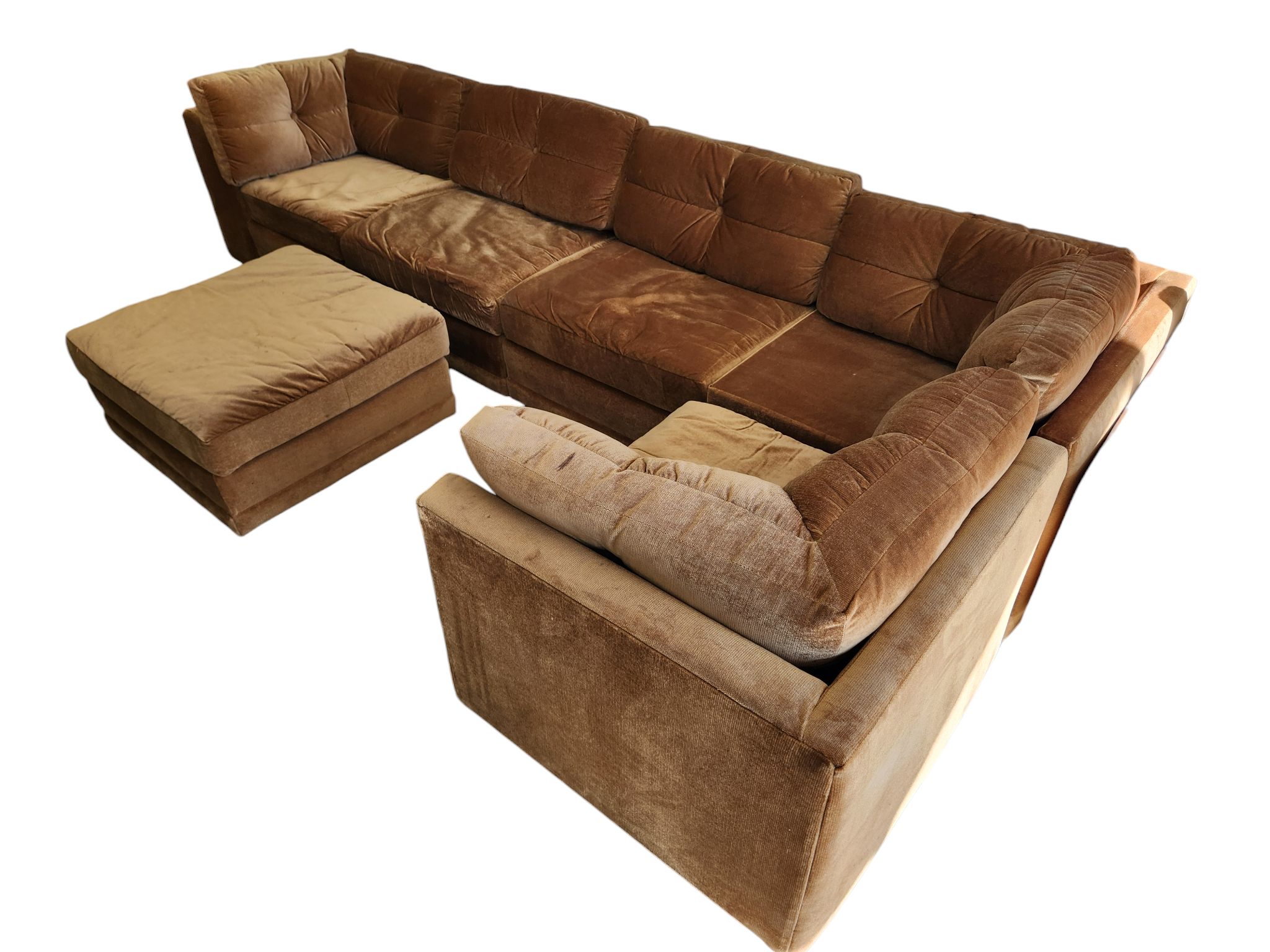 Tan Modular Sectional with Ottoman - Image 3