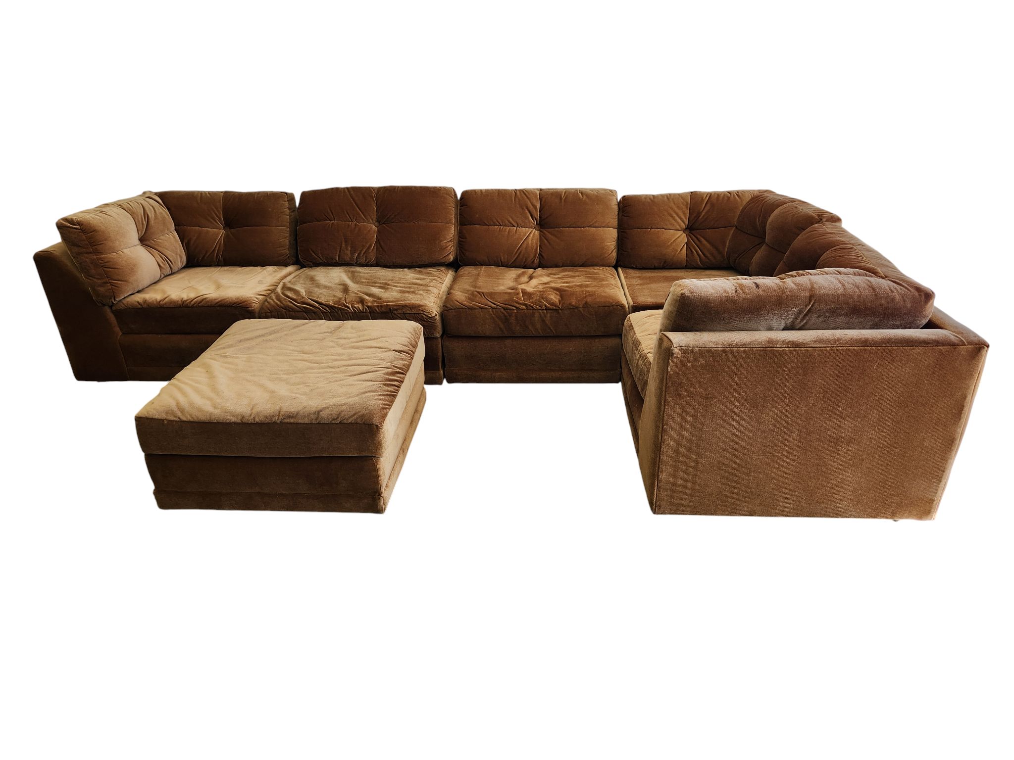 Tan Modular Sectional with Ottoman