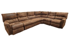 Brown Curved Manual Reclining Sectional with Console