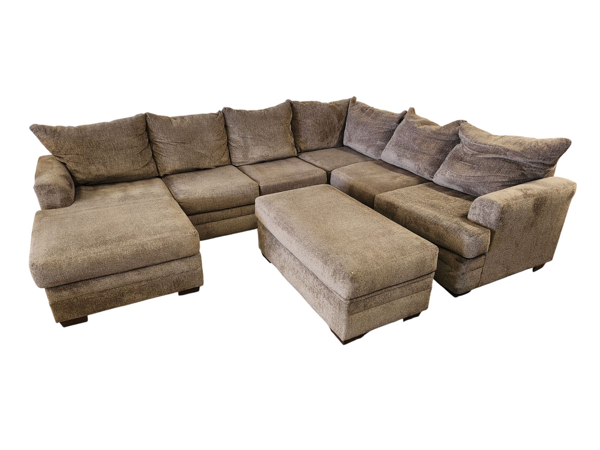 Gray U-Shaped Sectional with Storage Ottoman
