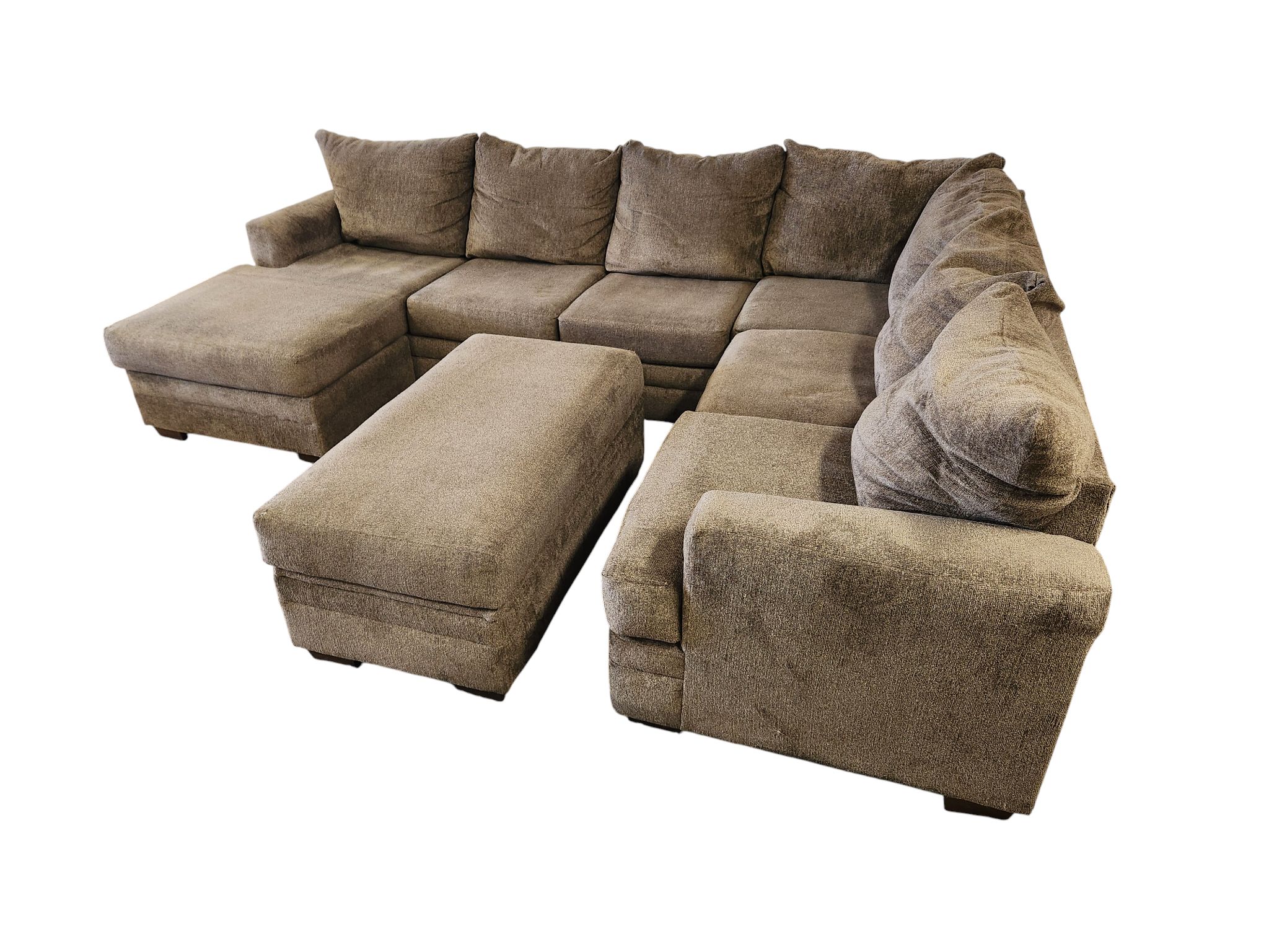 Gray U-Shaped Sectional with Storage Ottoman - Image 3