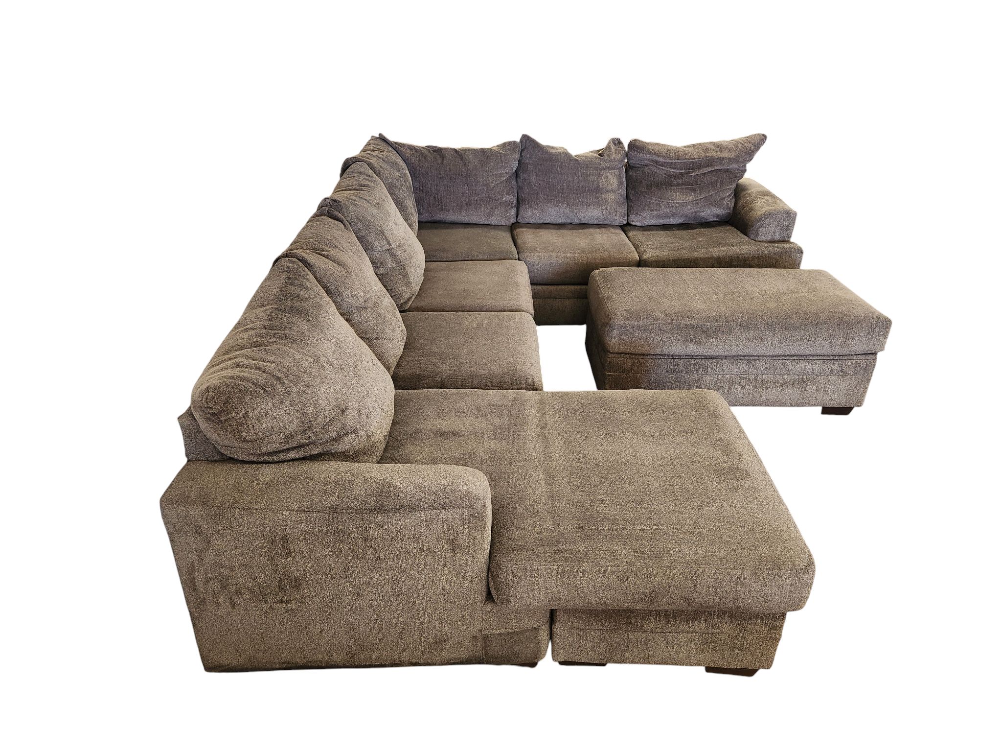 Gray U-Shaped Sectional with Storage Ottoman - Image 4