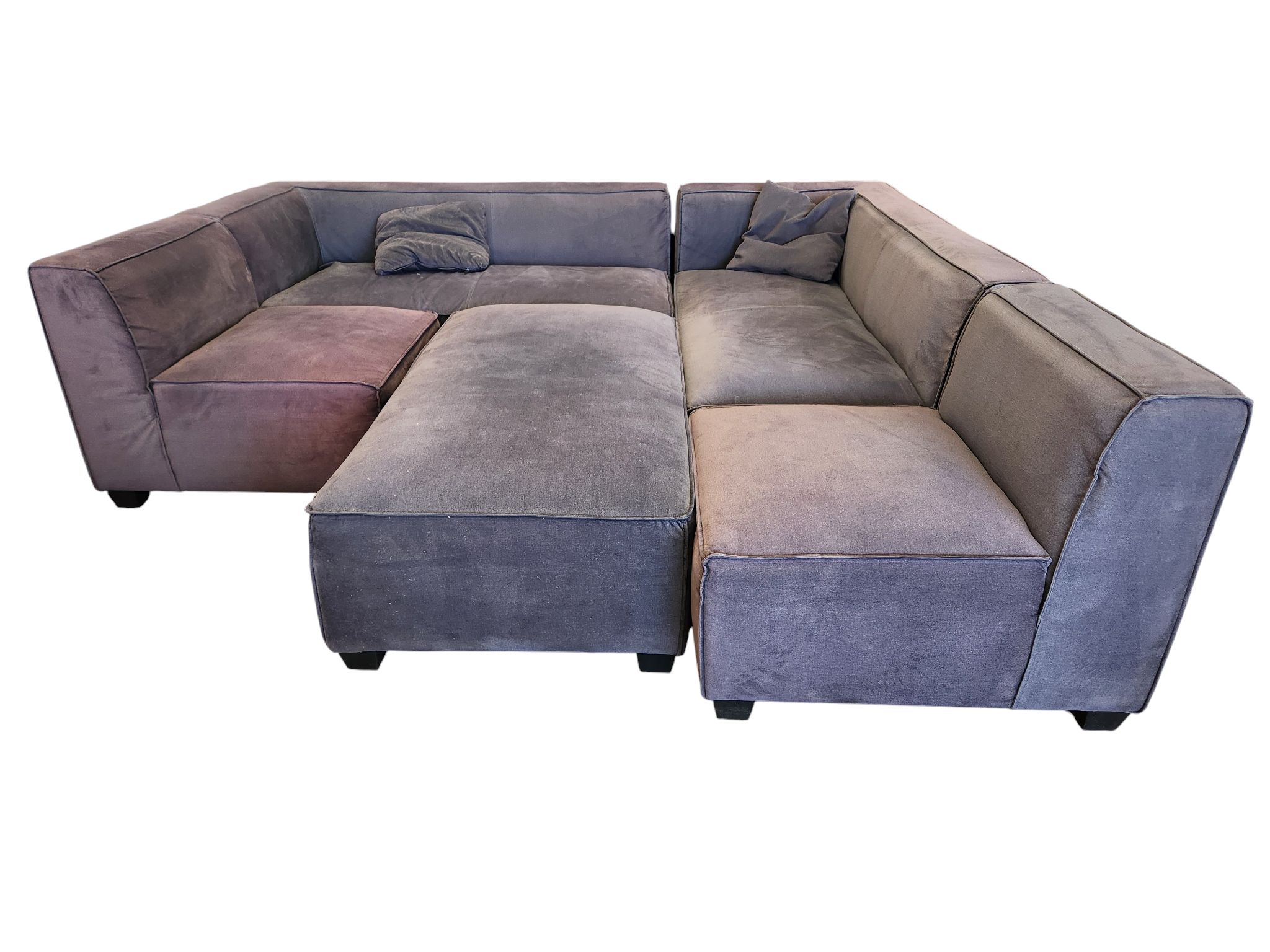 Charcoal Gray Modern Sectional with Oversized Ottoman - Image 3