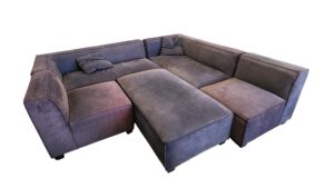 Charcoal Gray Modern Sectional with Oversized Ottoman