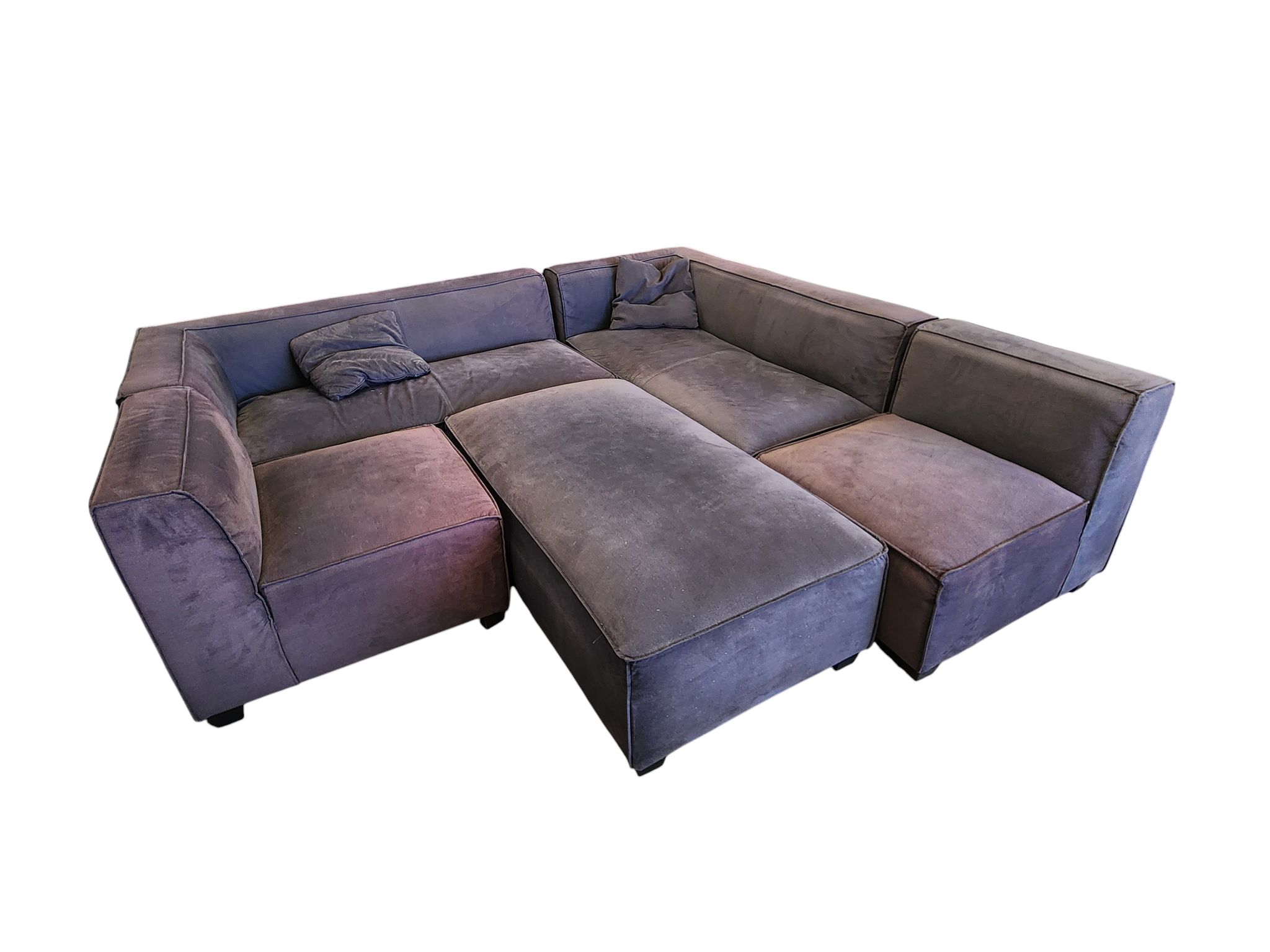 Charcoal Gray Modern Sectional with Oversized Ottoman