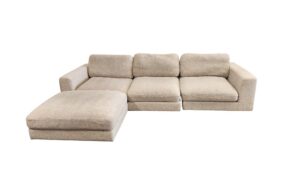 Cream Colored Modular Sectional with Ottoman